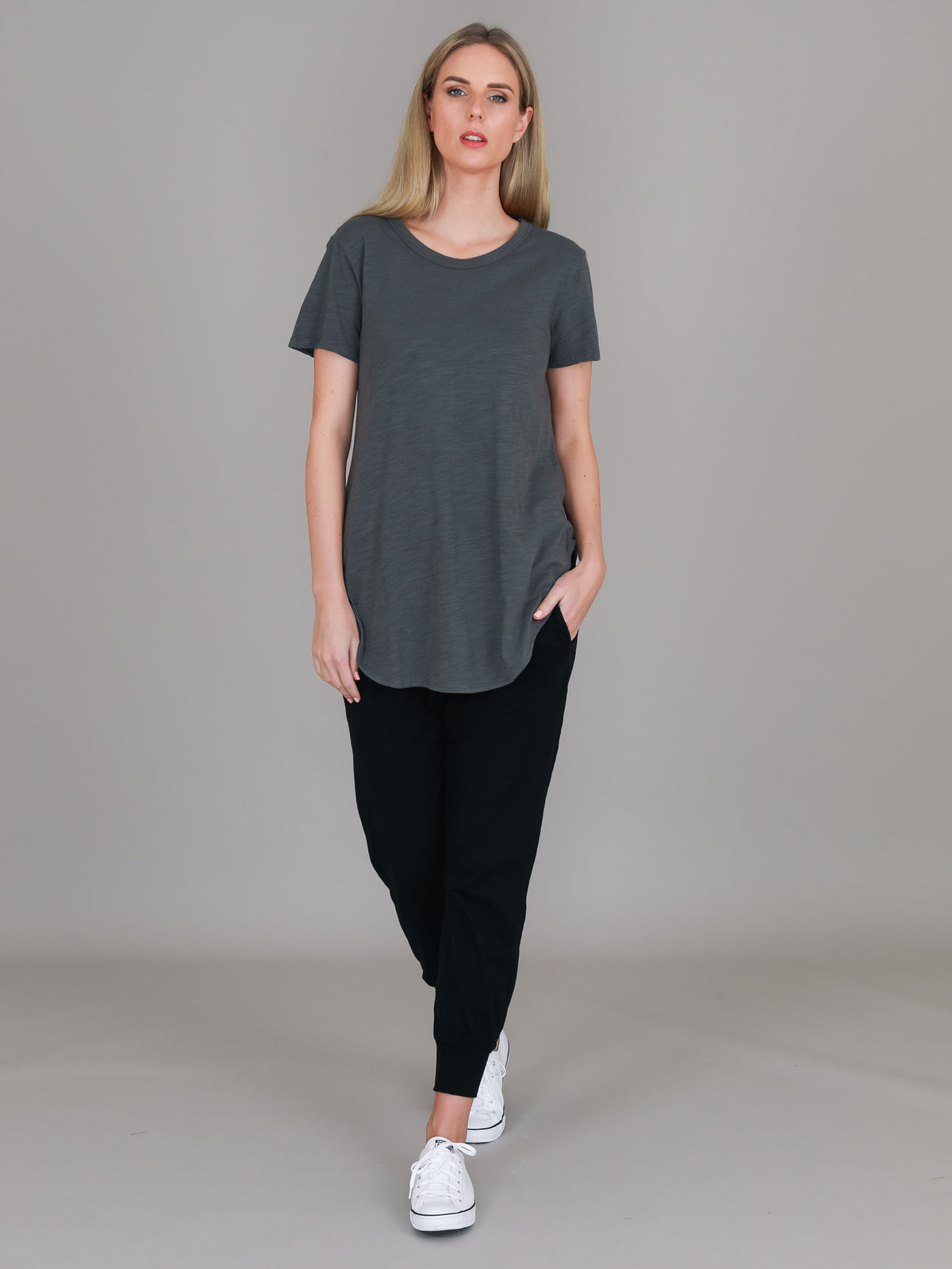 grey cotton t shirt women