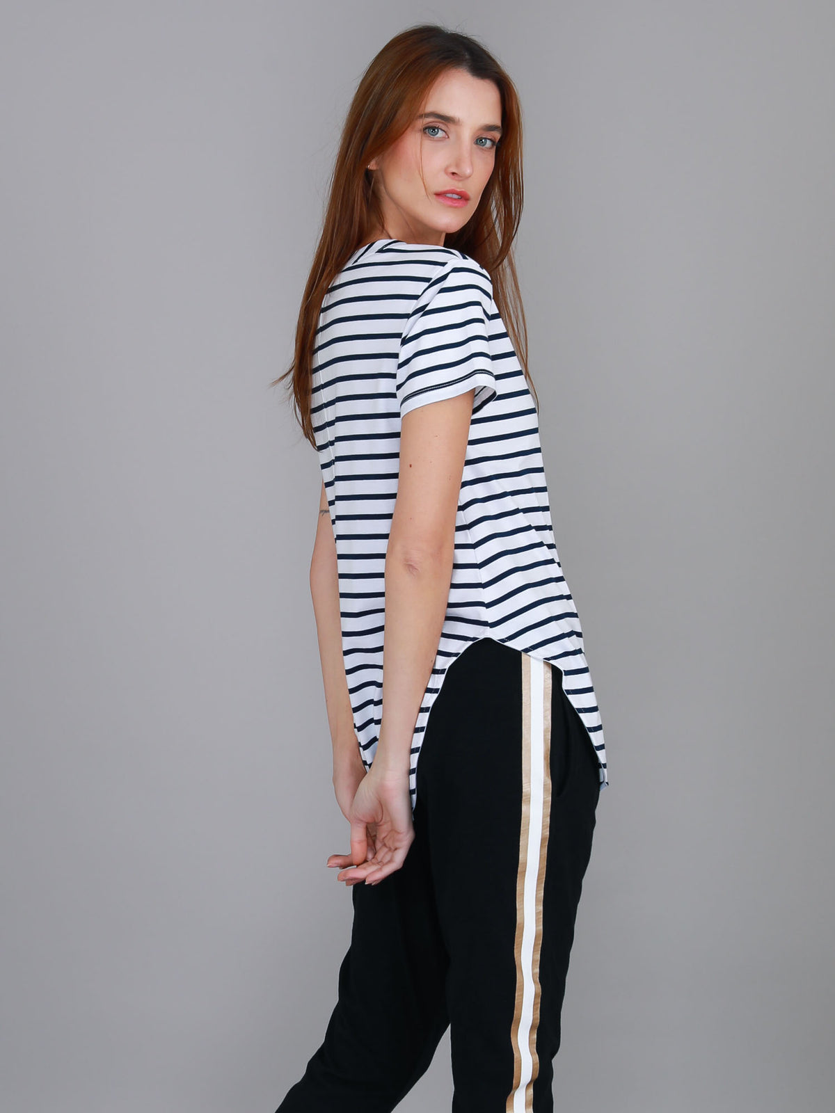 black and white striped t shirt
