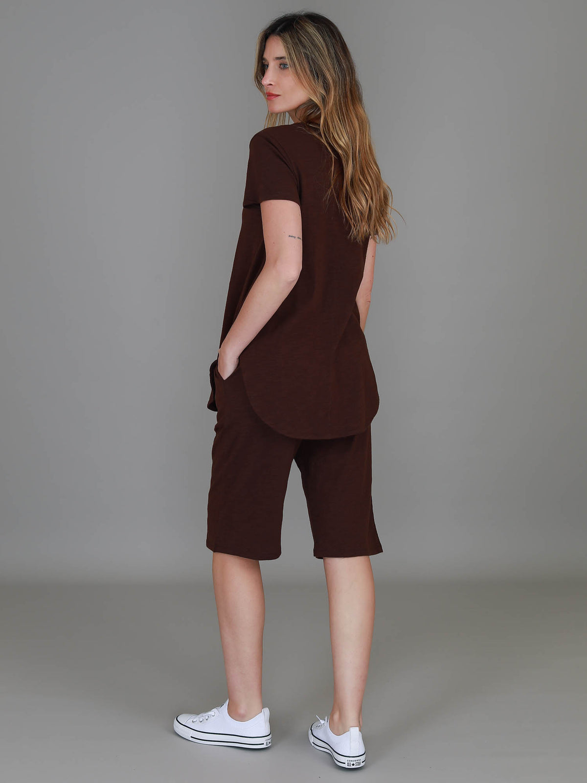 brown longline t shirt