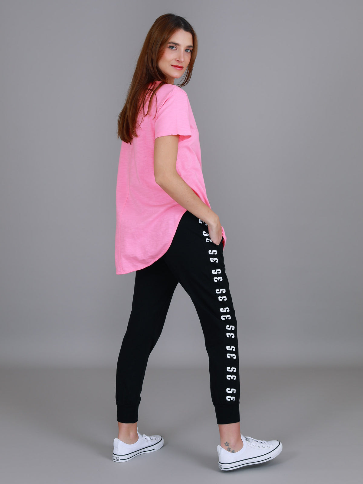 dusty pink longline t shirt