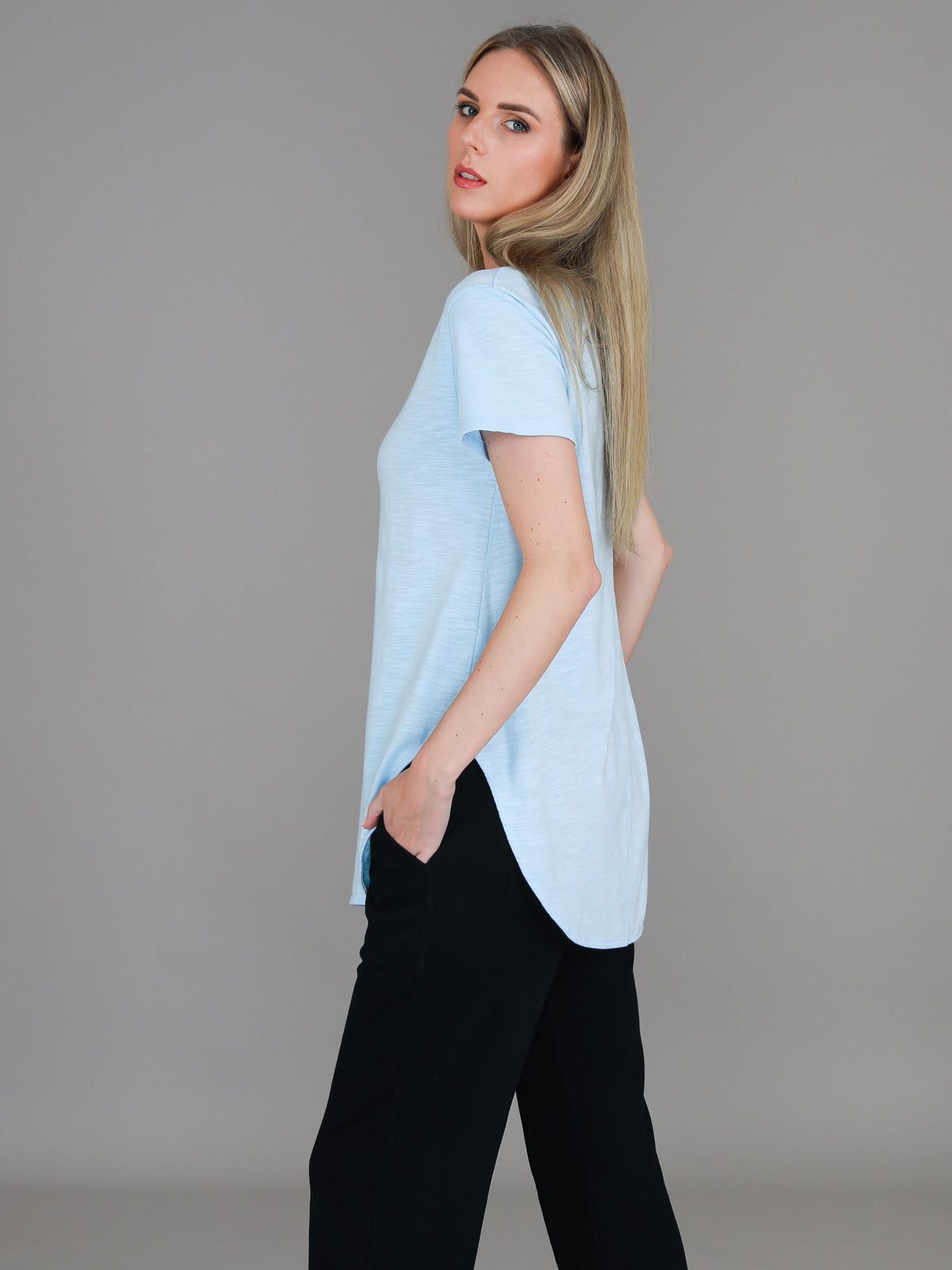 sky blue t shirt