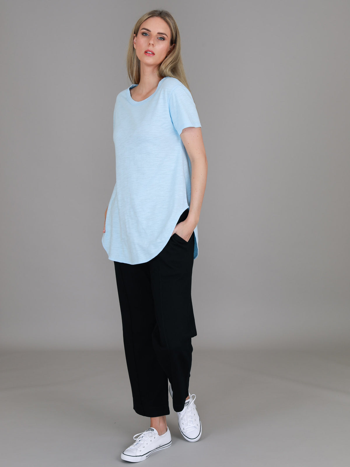 light blue cotton t shirt