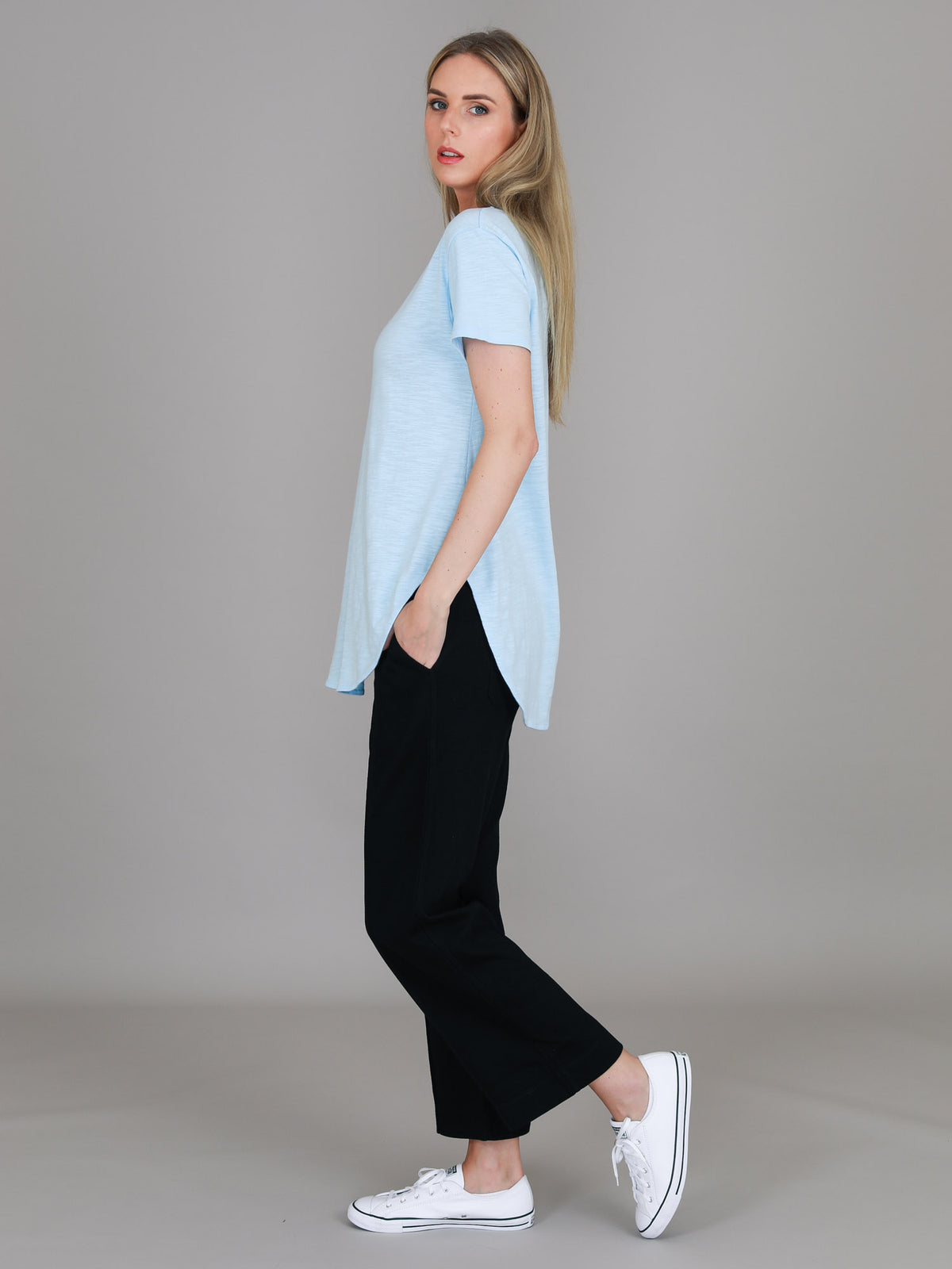 light blue longline tee