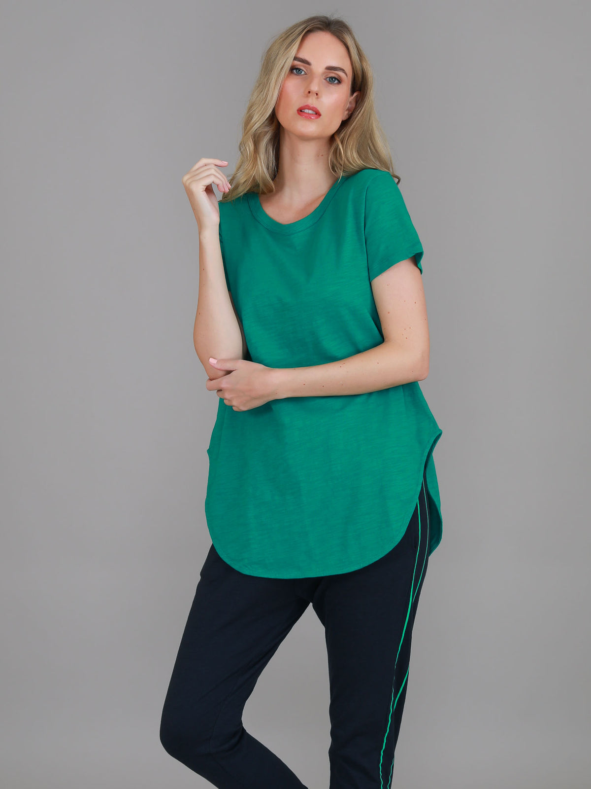 green cotton tee women