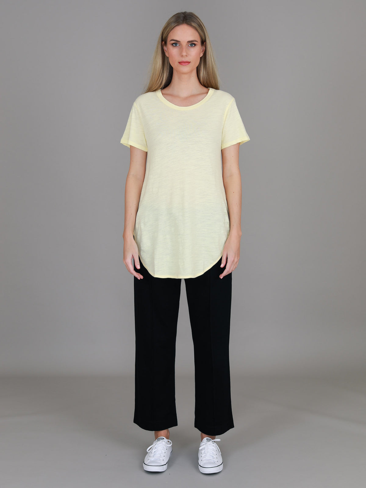yellow crew neck t shirt