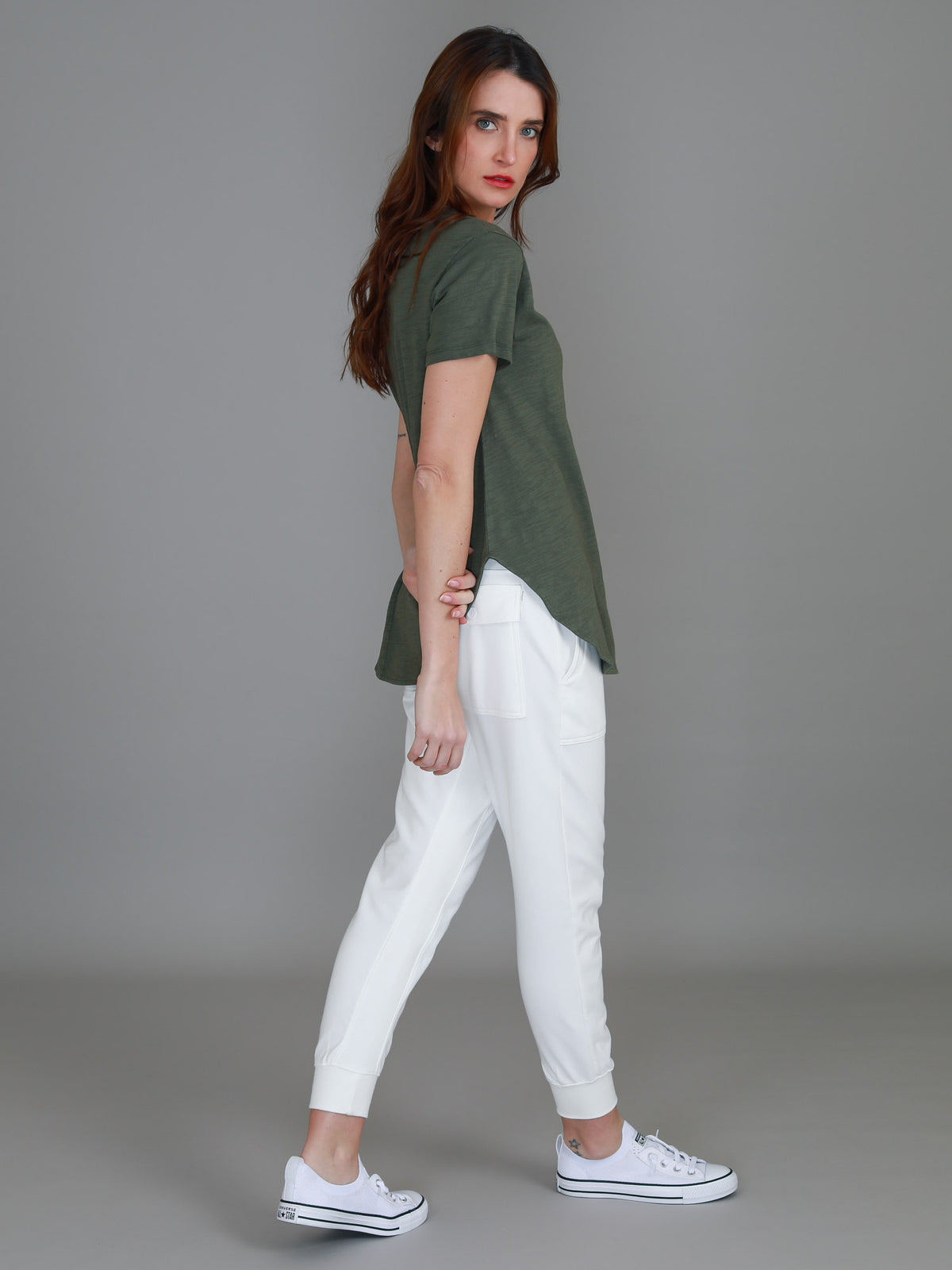 khaki cotton tee women