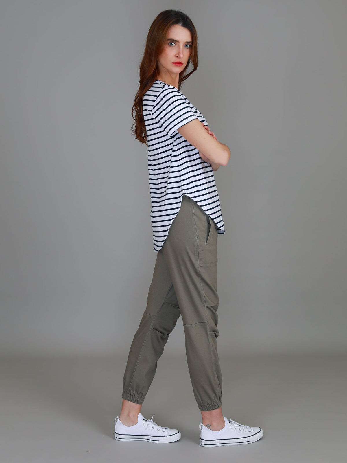stripe cotton tee women