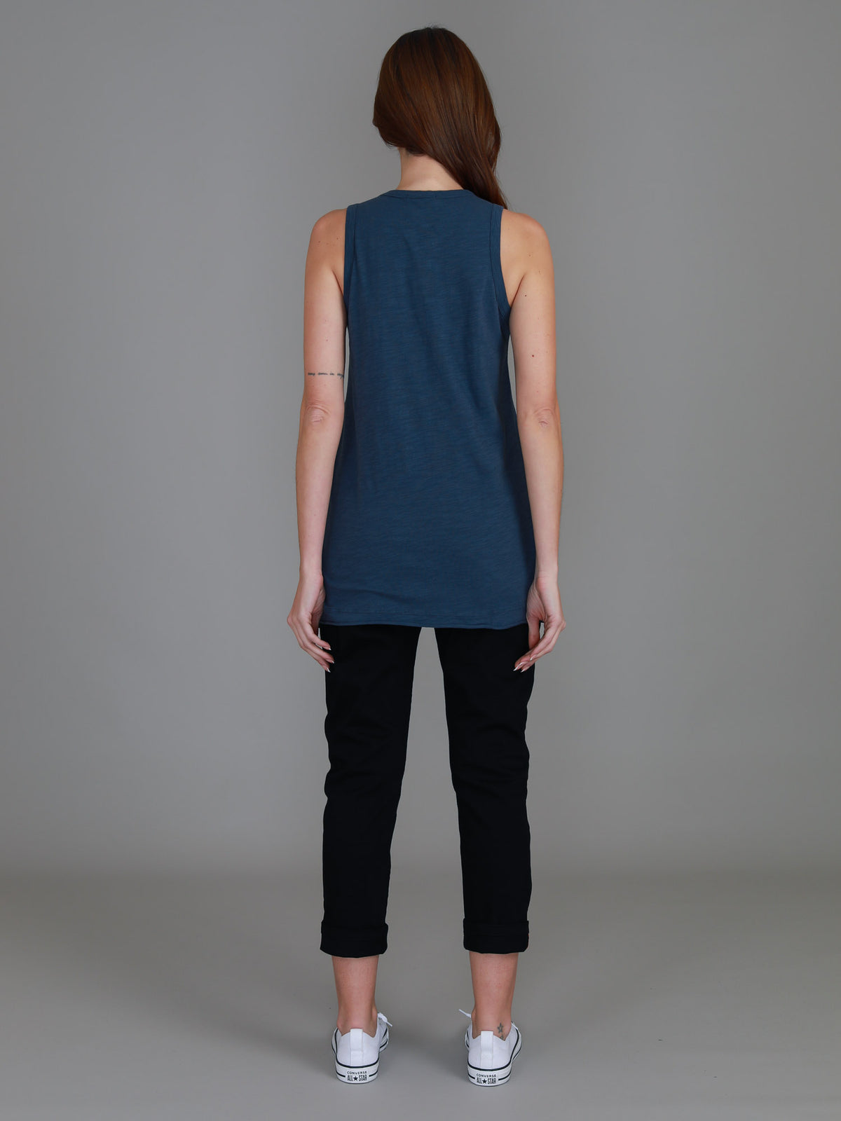 indigo crew neck singlet