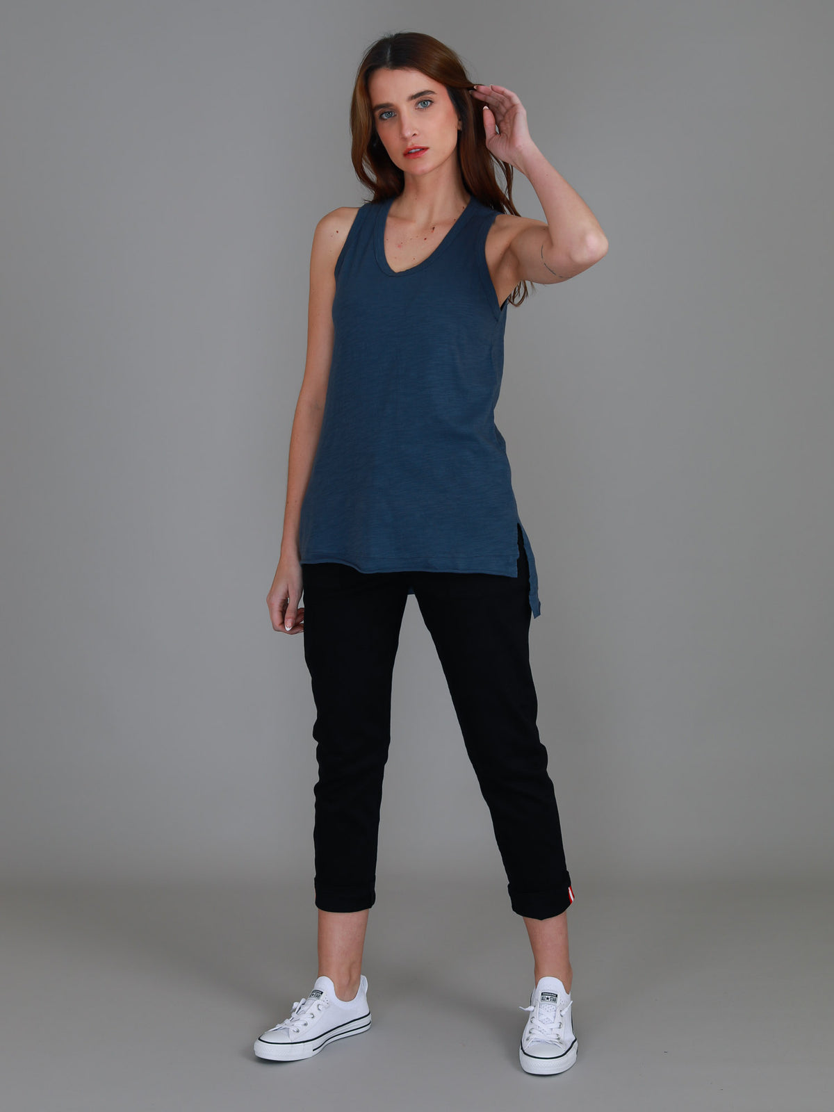 indigo side split tank