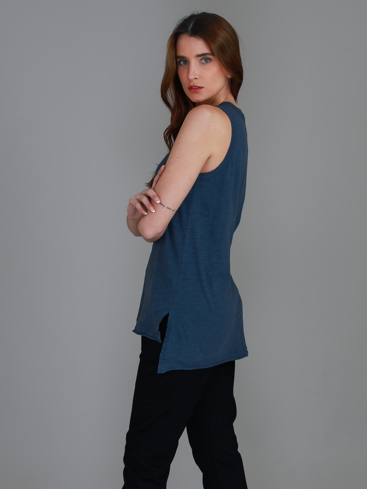 navy crew tank top