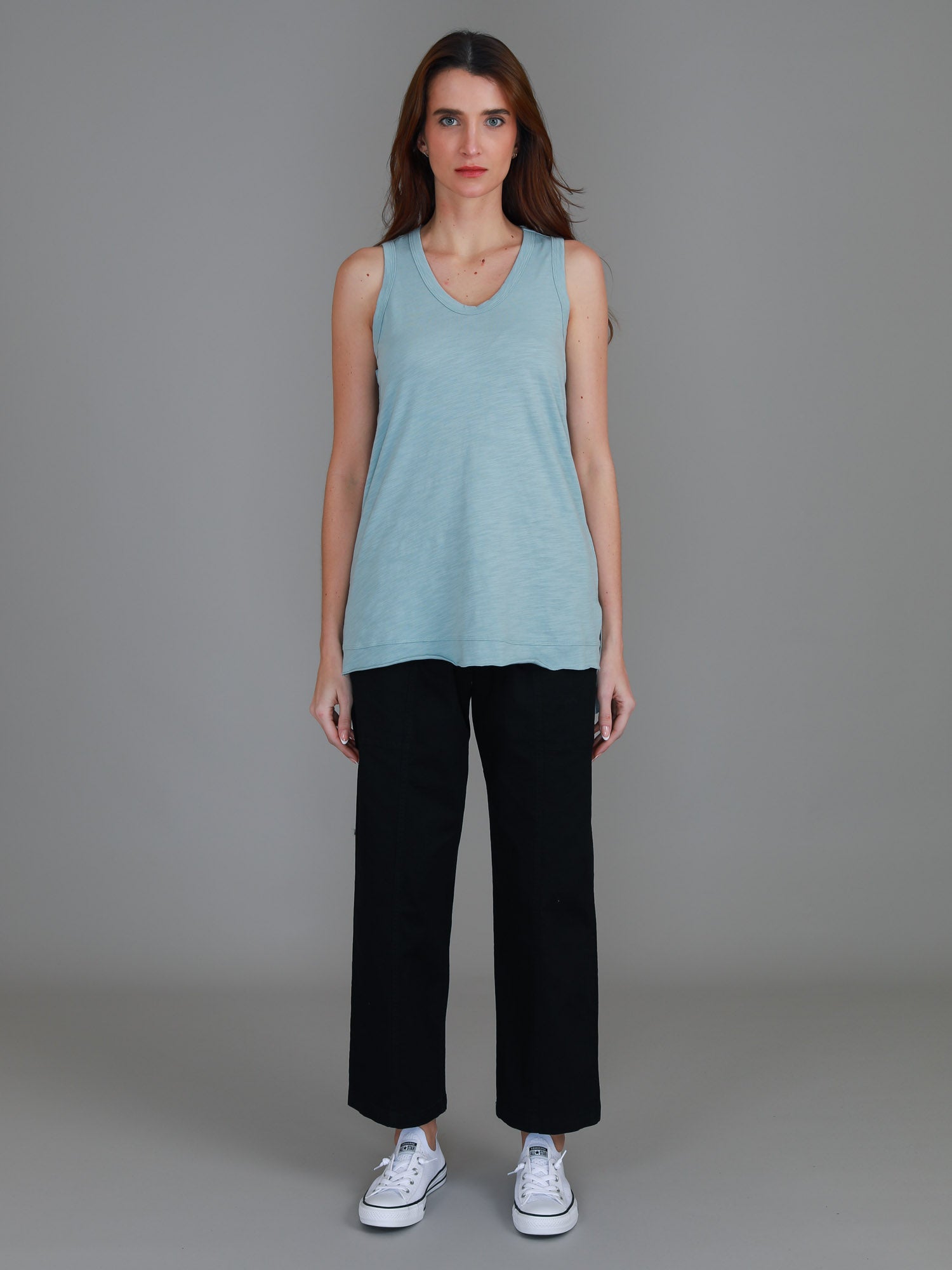 sleeveless work tops #color_mint blue