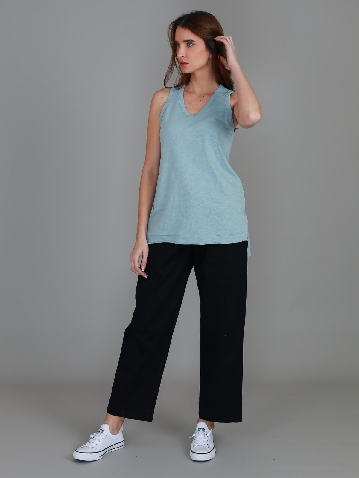 mint blue crew neck tank