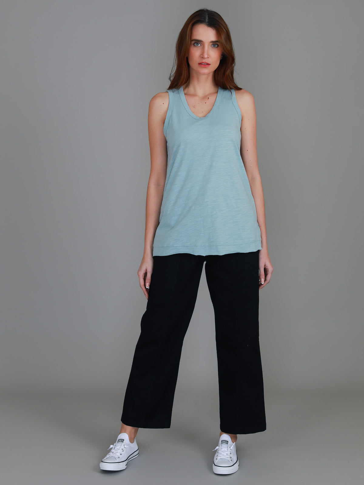 mint blue crew neck singlet
