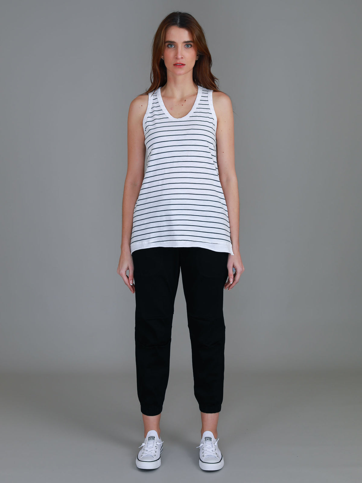 striped sleeveless crew tank