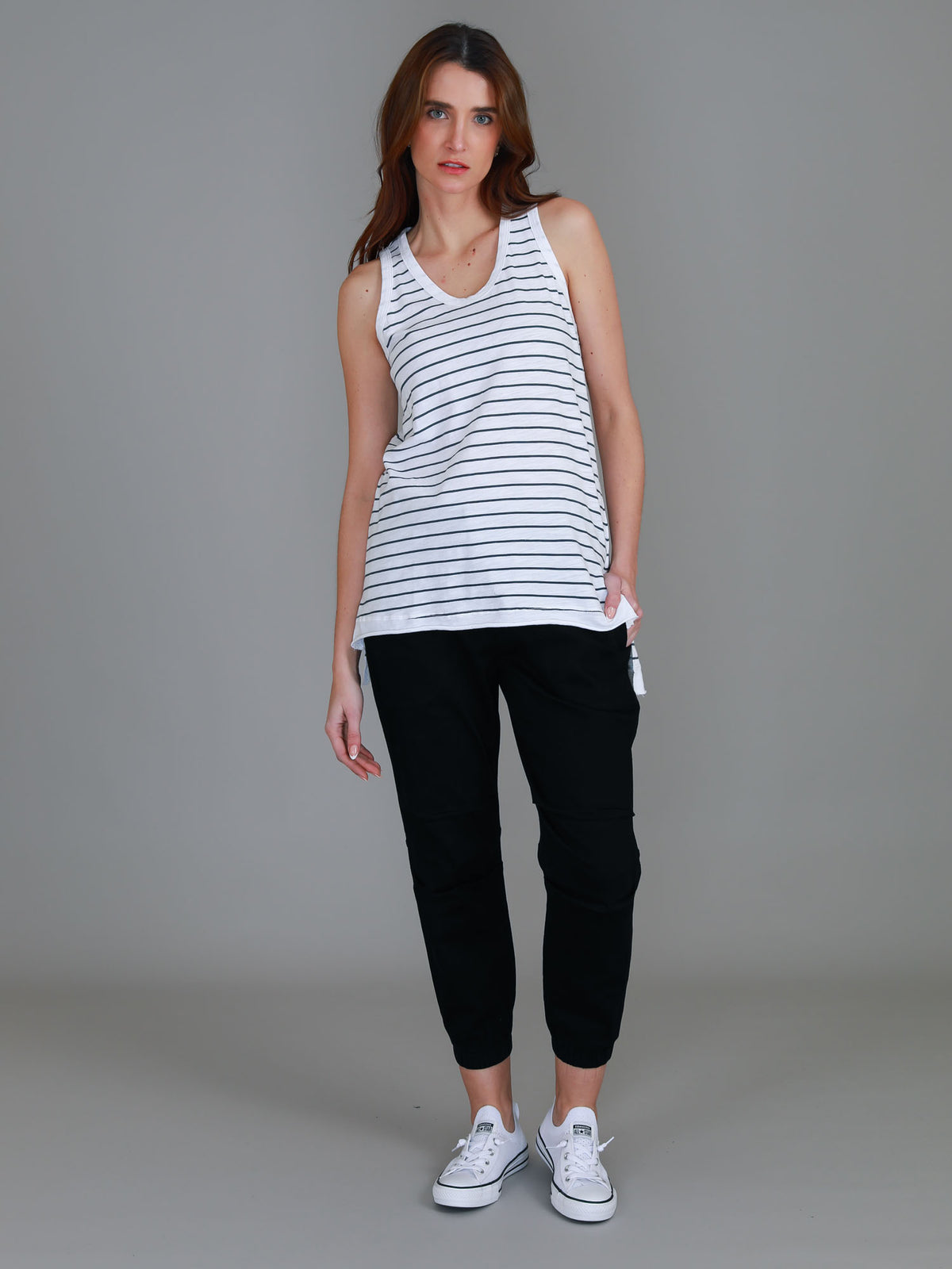 navy white stripe tank