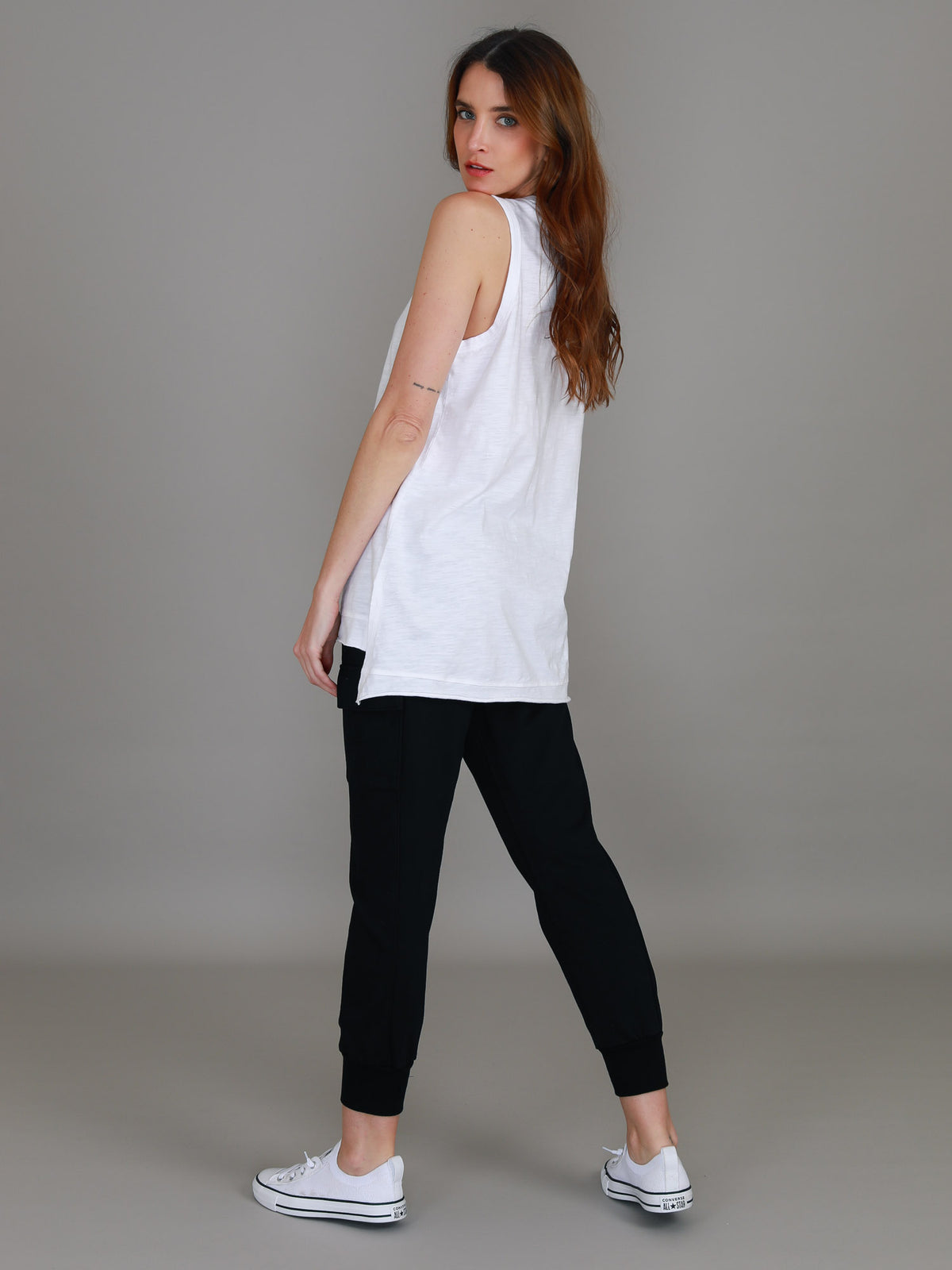 white cotton tank top