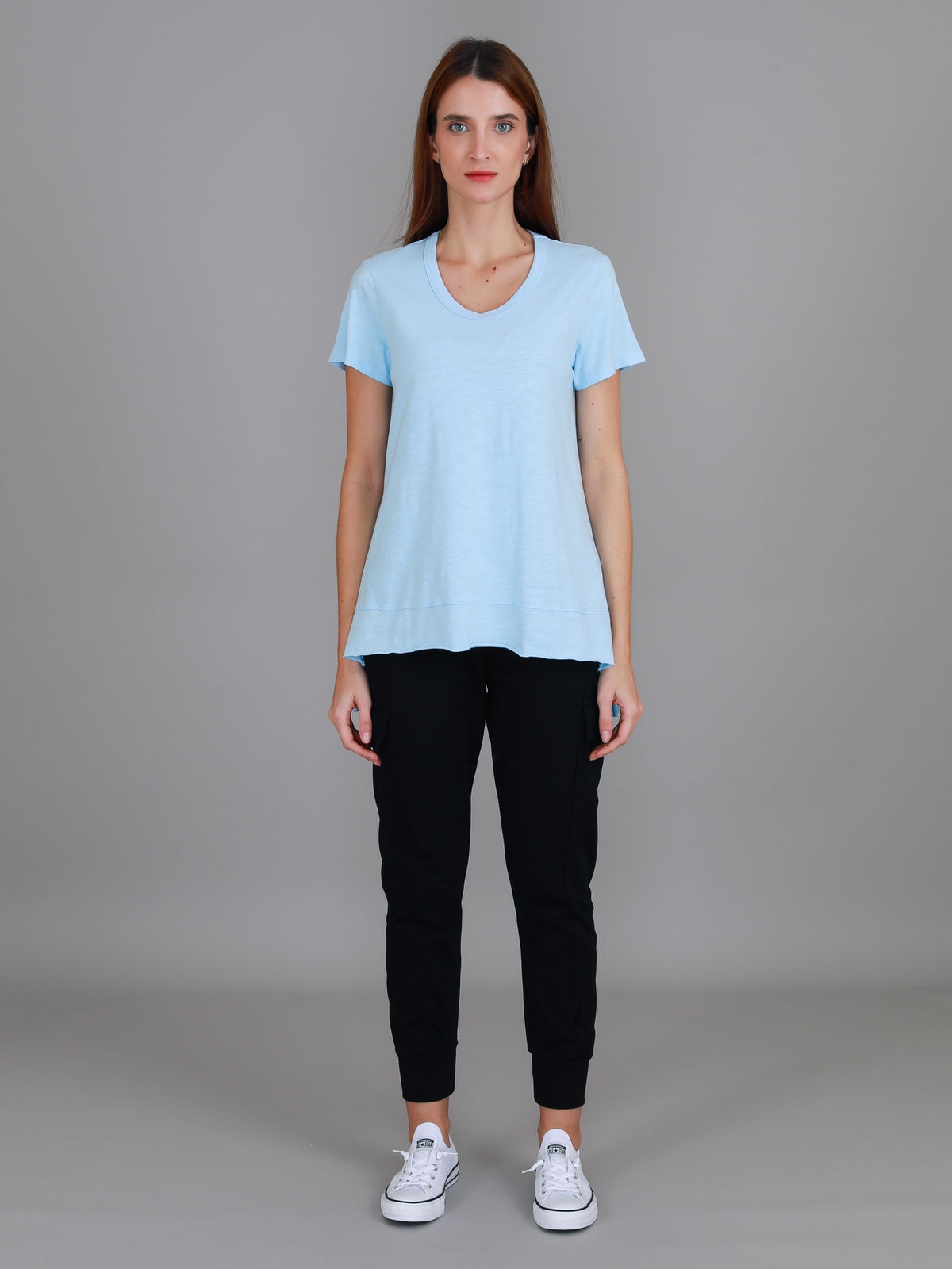 blue cotton crew tee