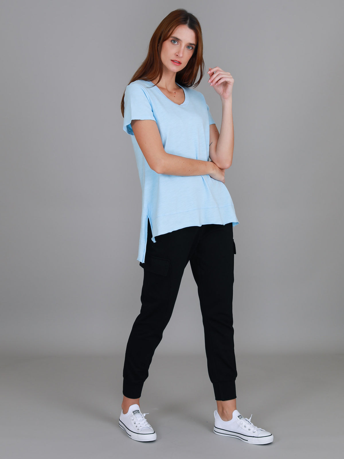 blue side split tee