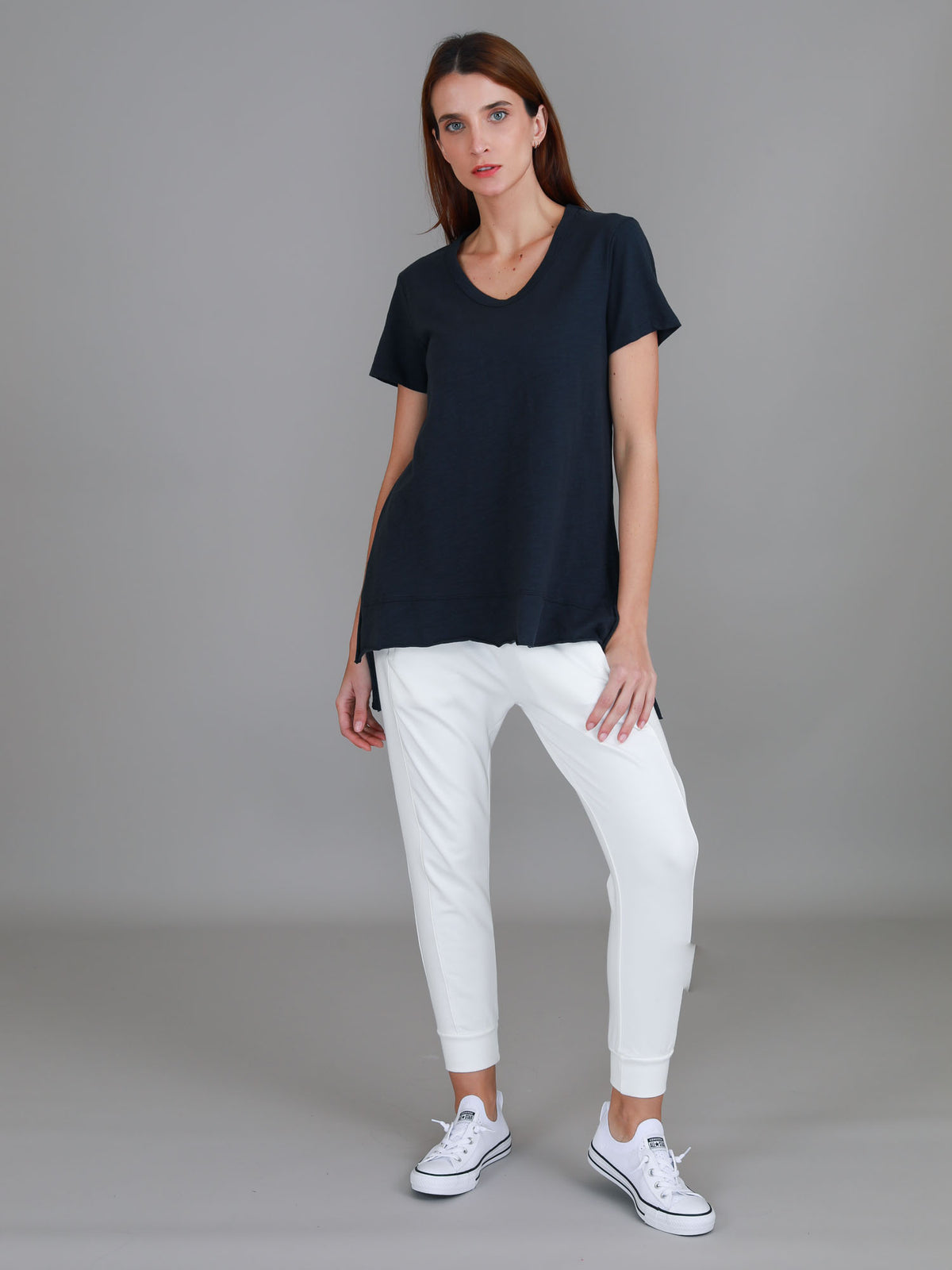 navy side split tee
