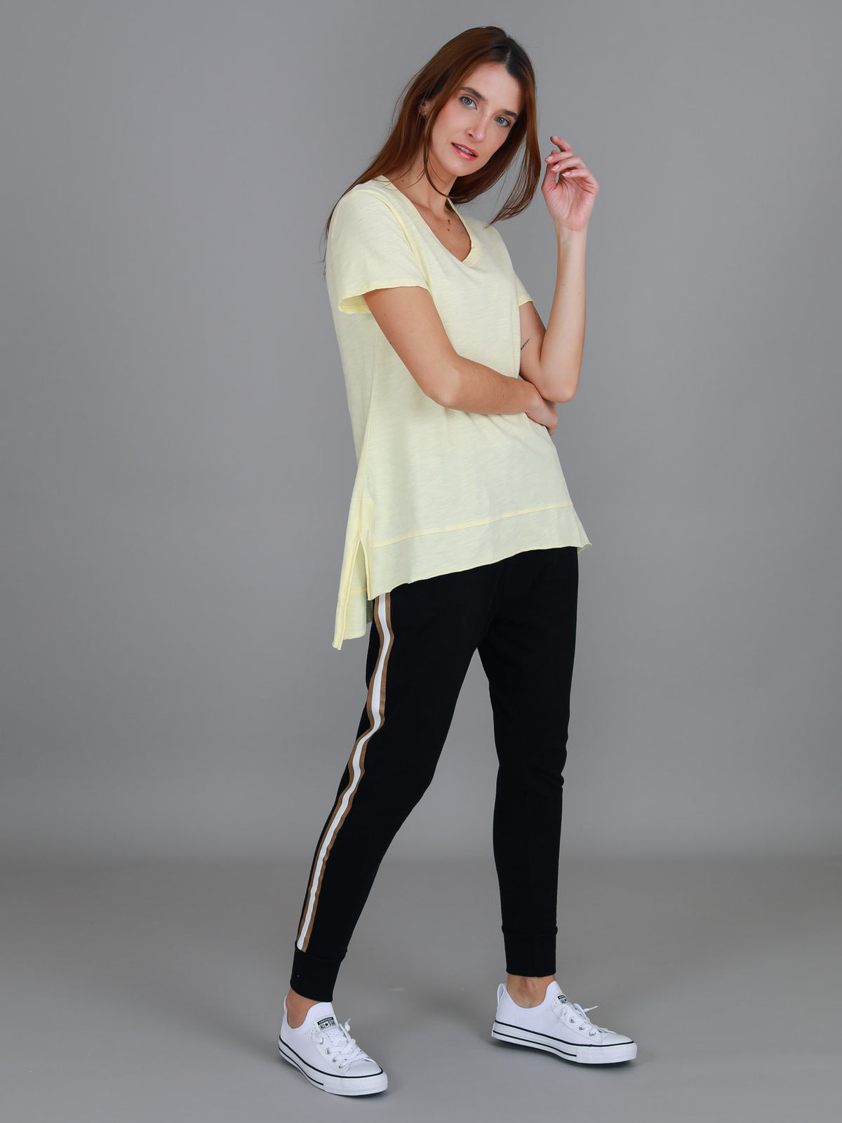 yellow crew neck tee women