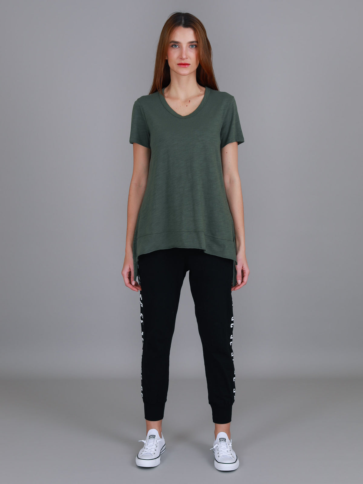 green cotton crew tee