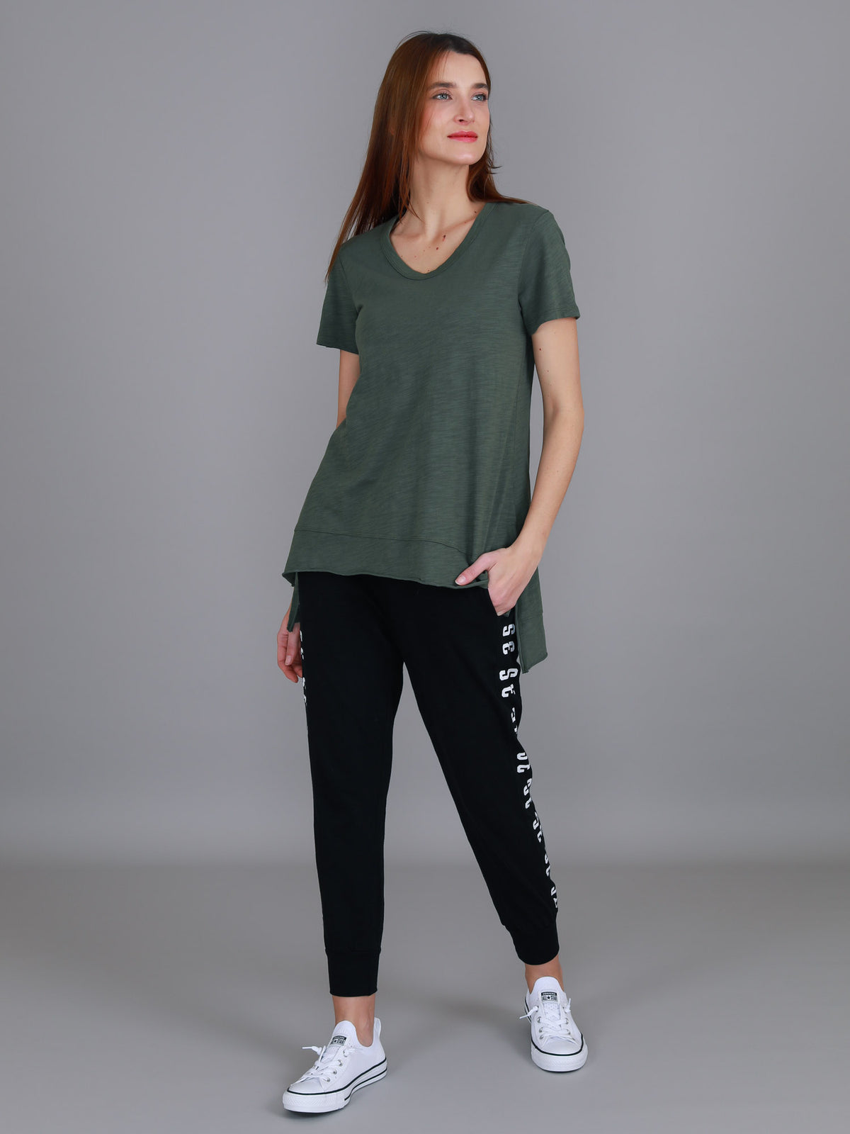khaki longline tee