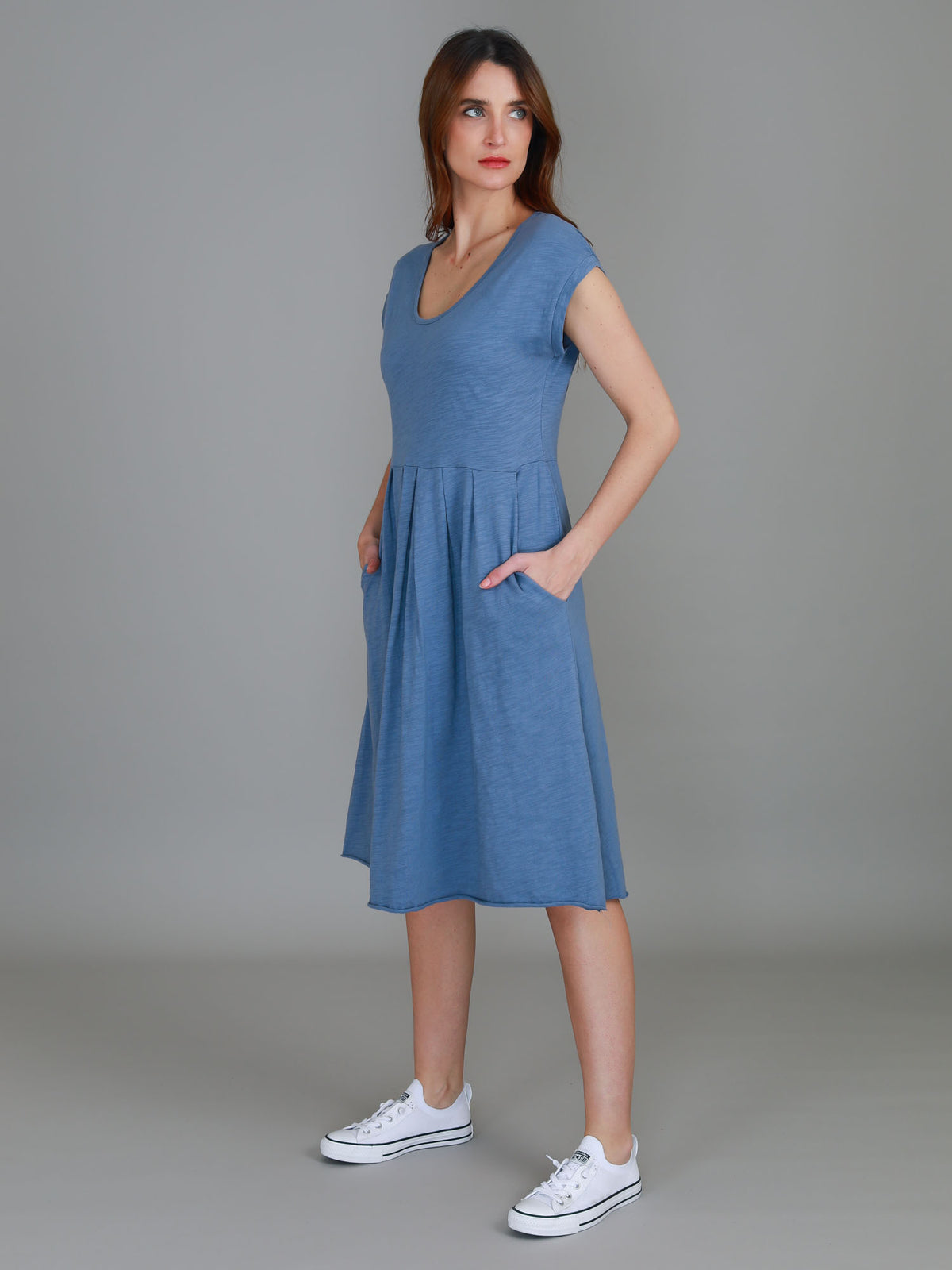 grey dress with pockets