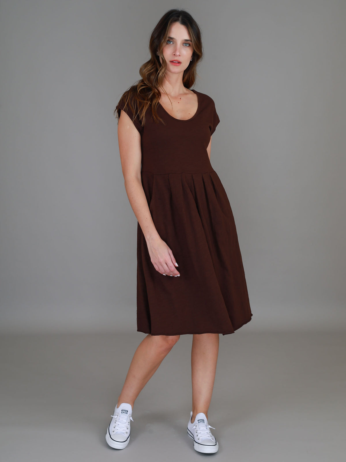 Evelyn | Women's Knee-Length Dress with Pockets – Cotton Jersey