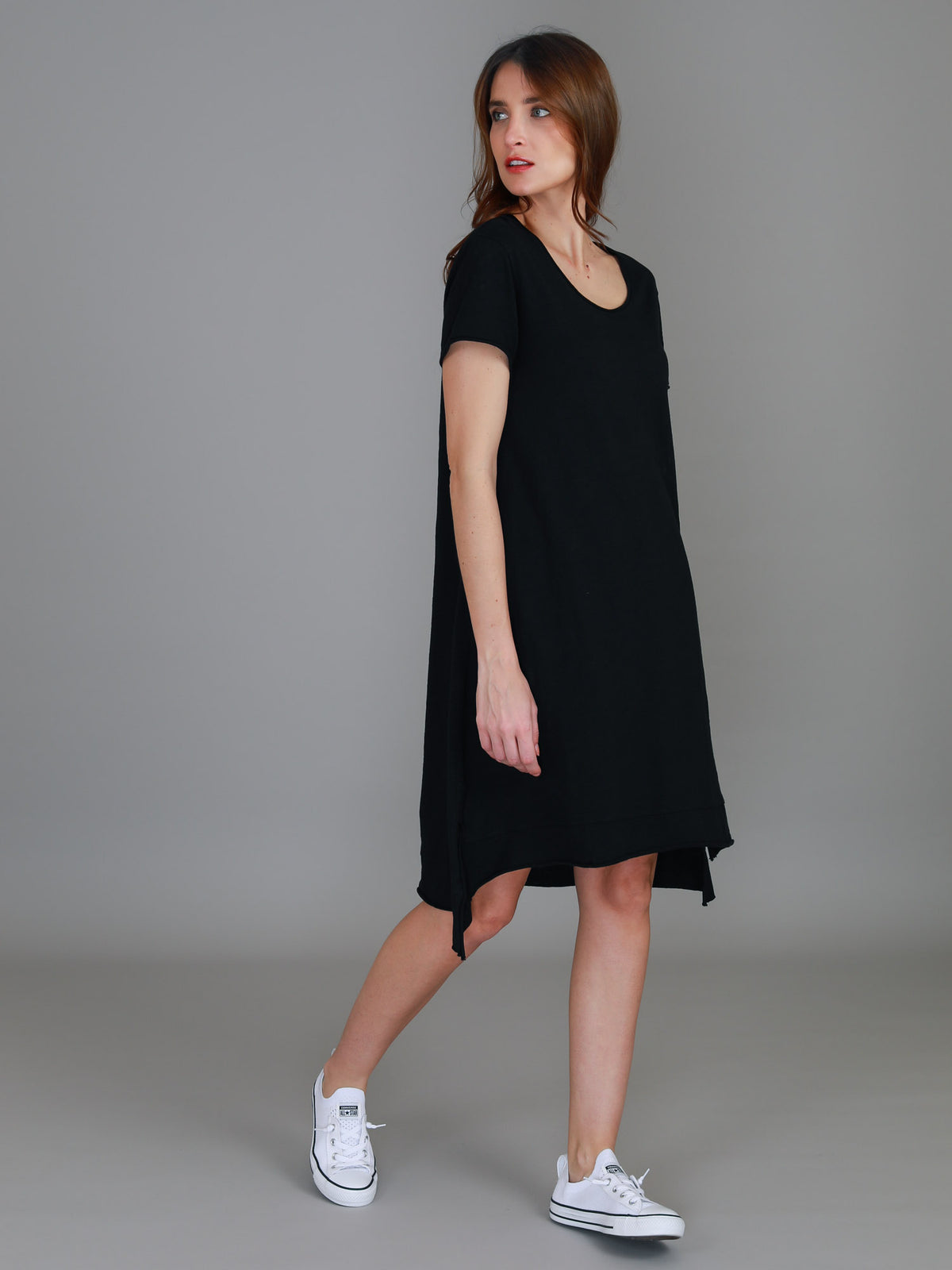 black jersey t shirt dress