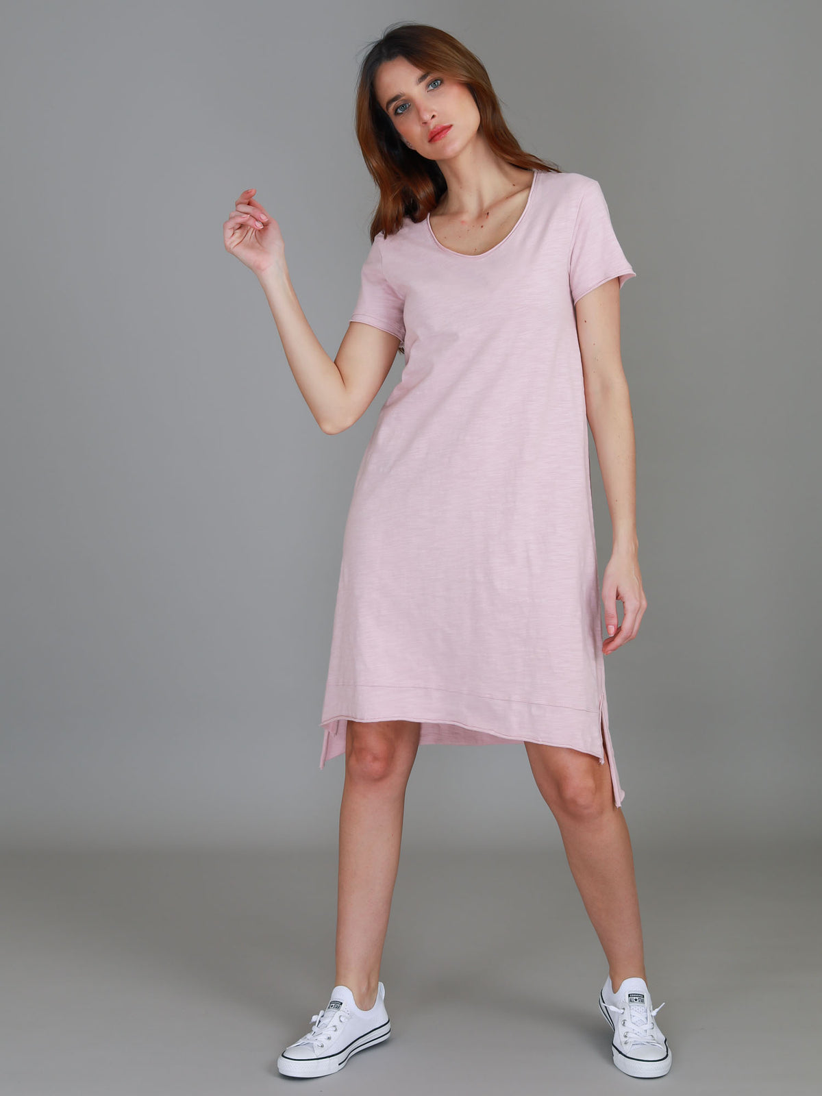 pink t shirt dress