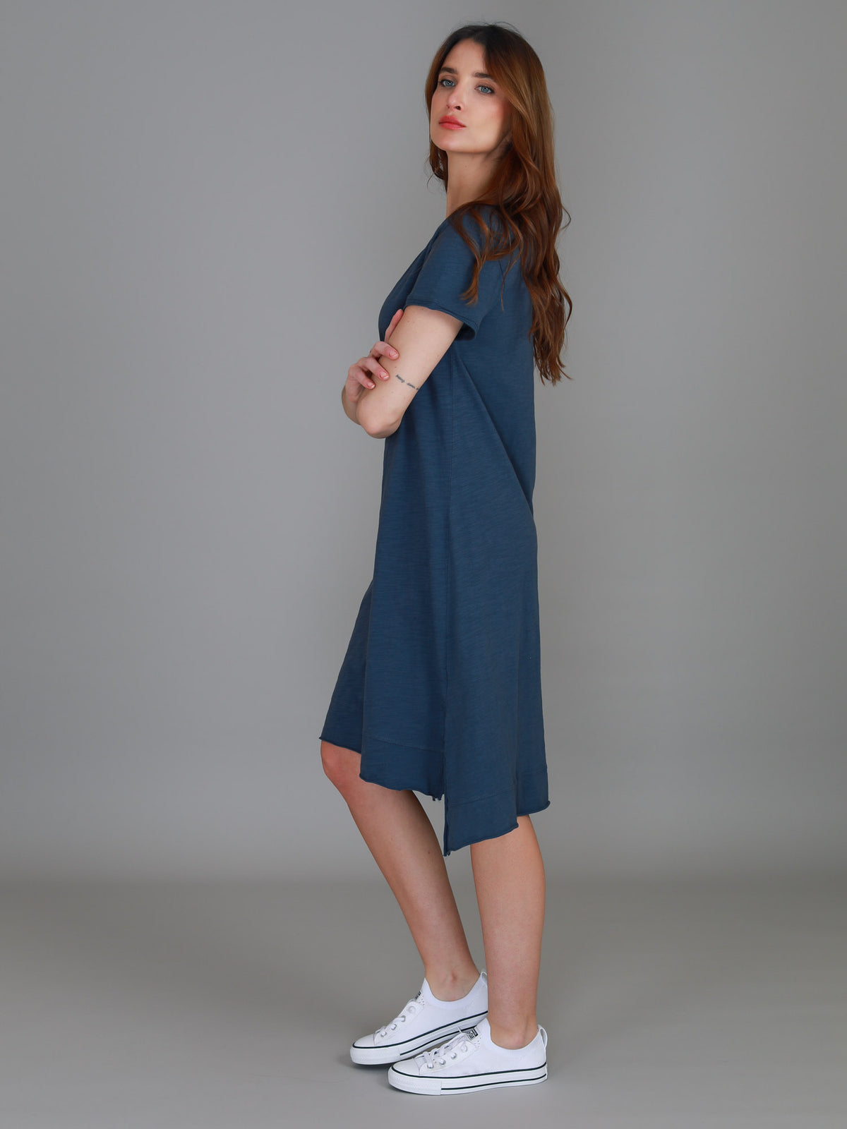women's navy t shirt dress