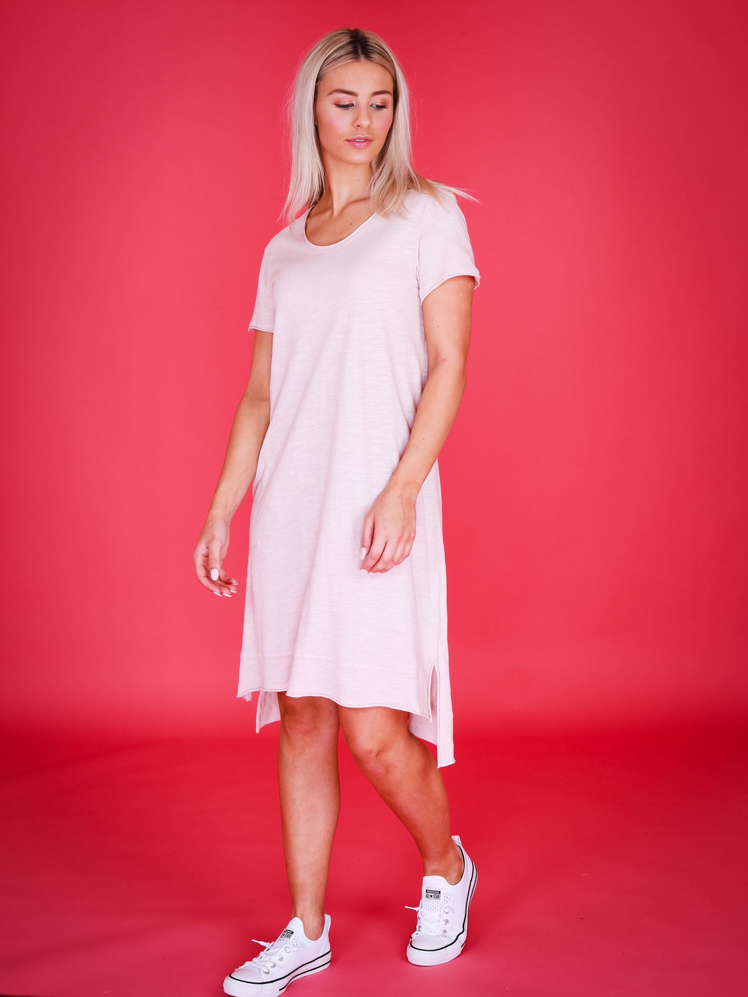 casual short sleeve dress #color_blush marle