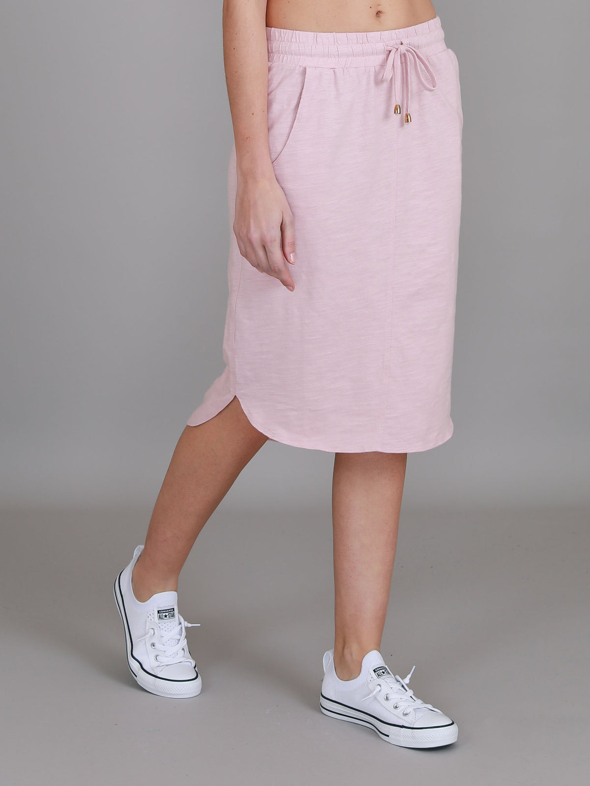 blush pink skirt
