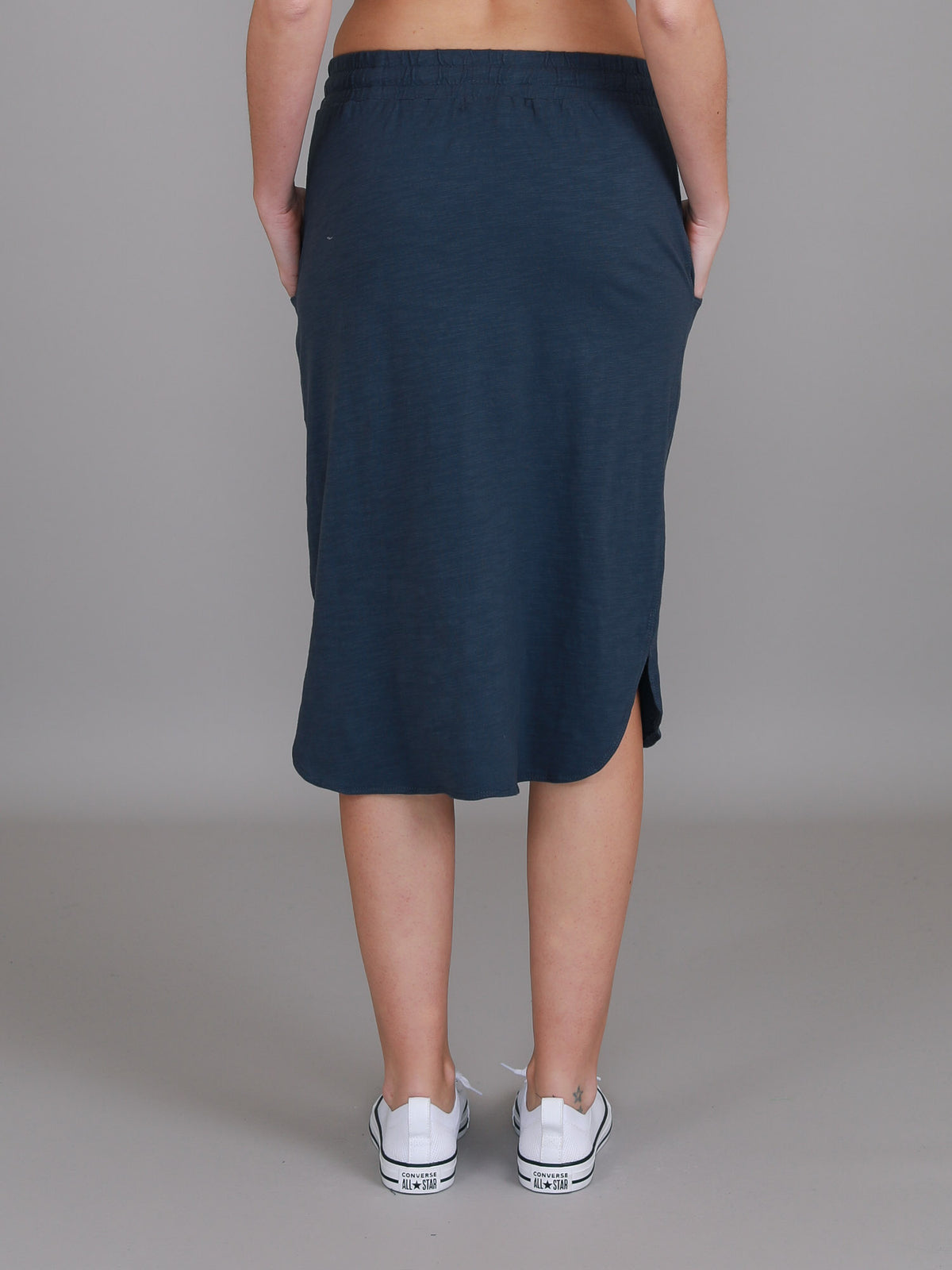 indigo pencil skirt
