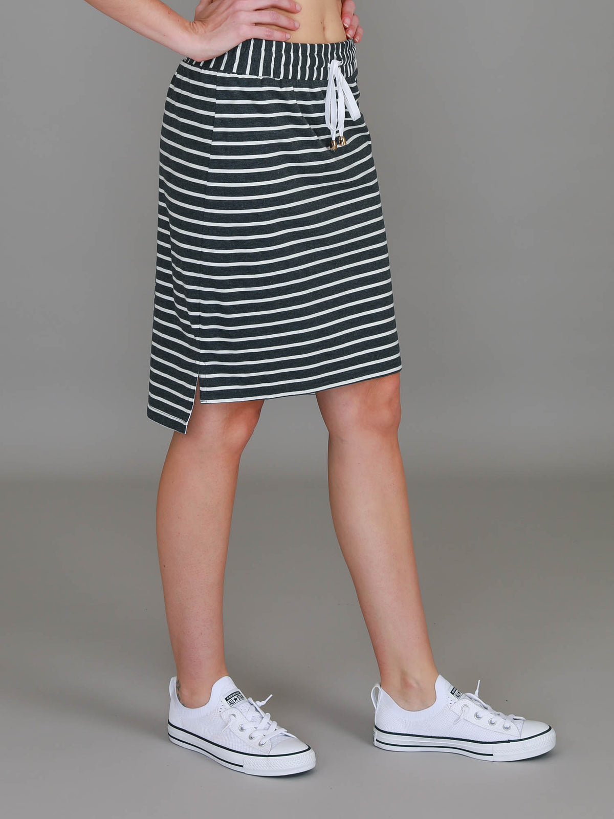 grey split skirt