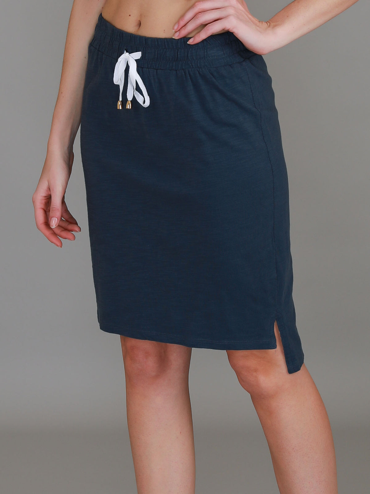navy split skirt