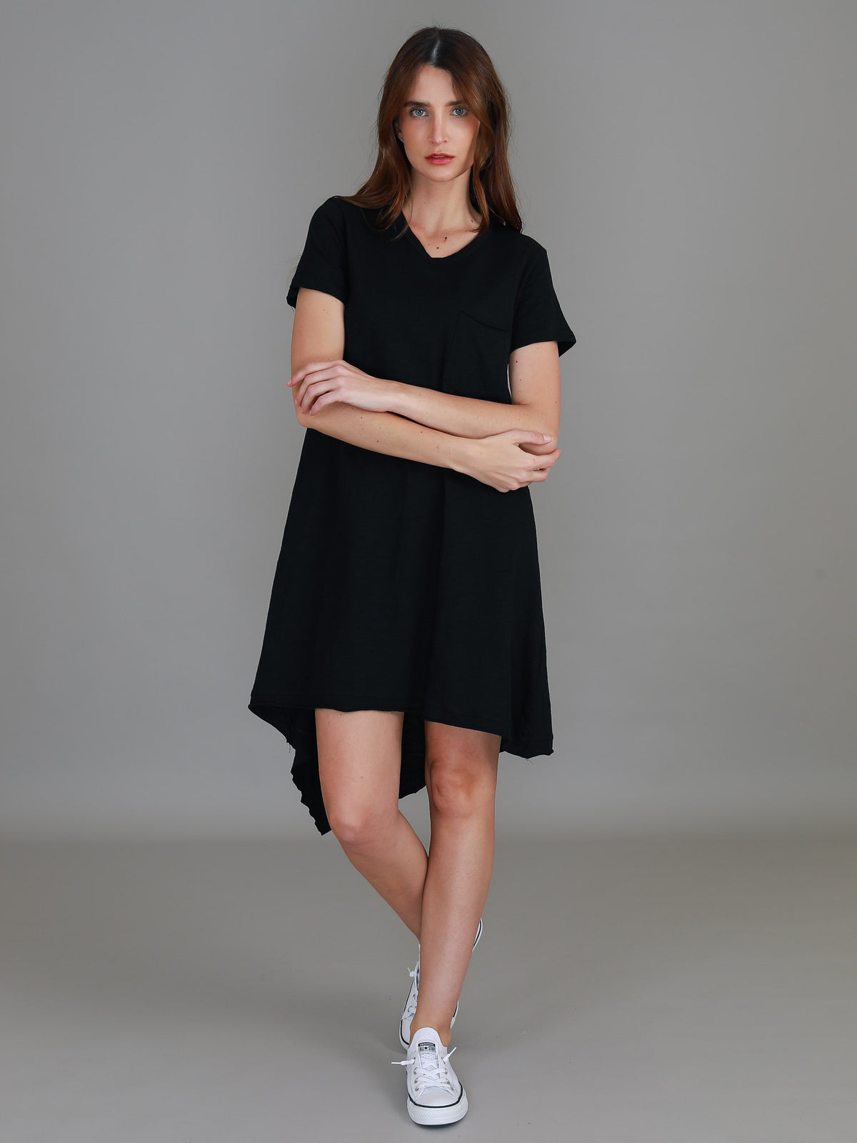 black pocket dress