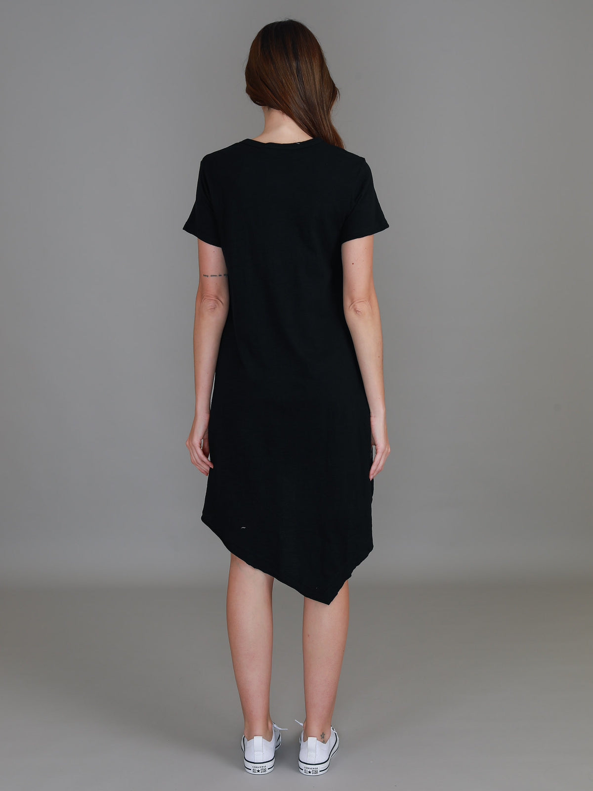 black tshirt dress knee length