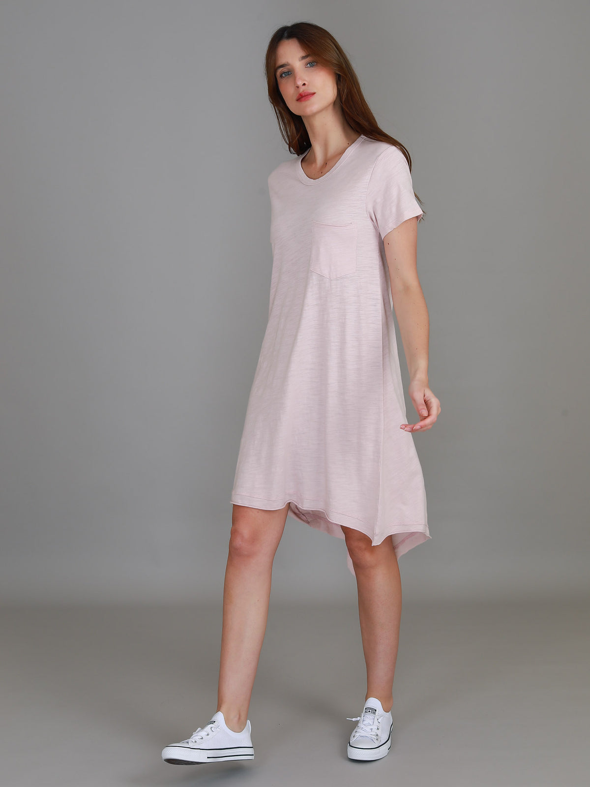 blush crew neck dress