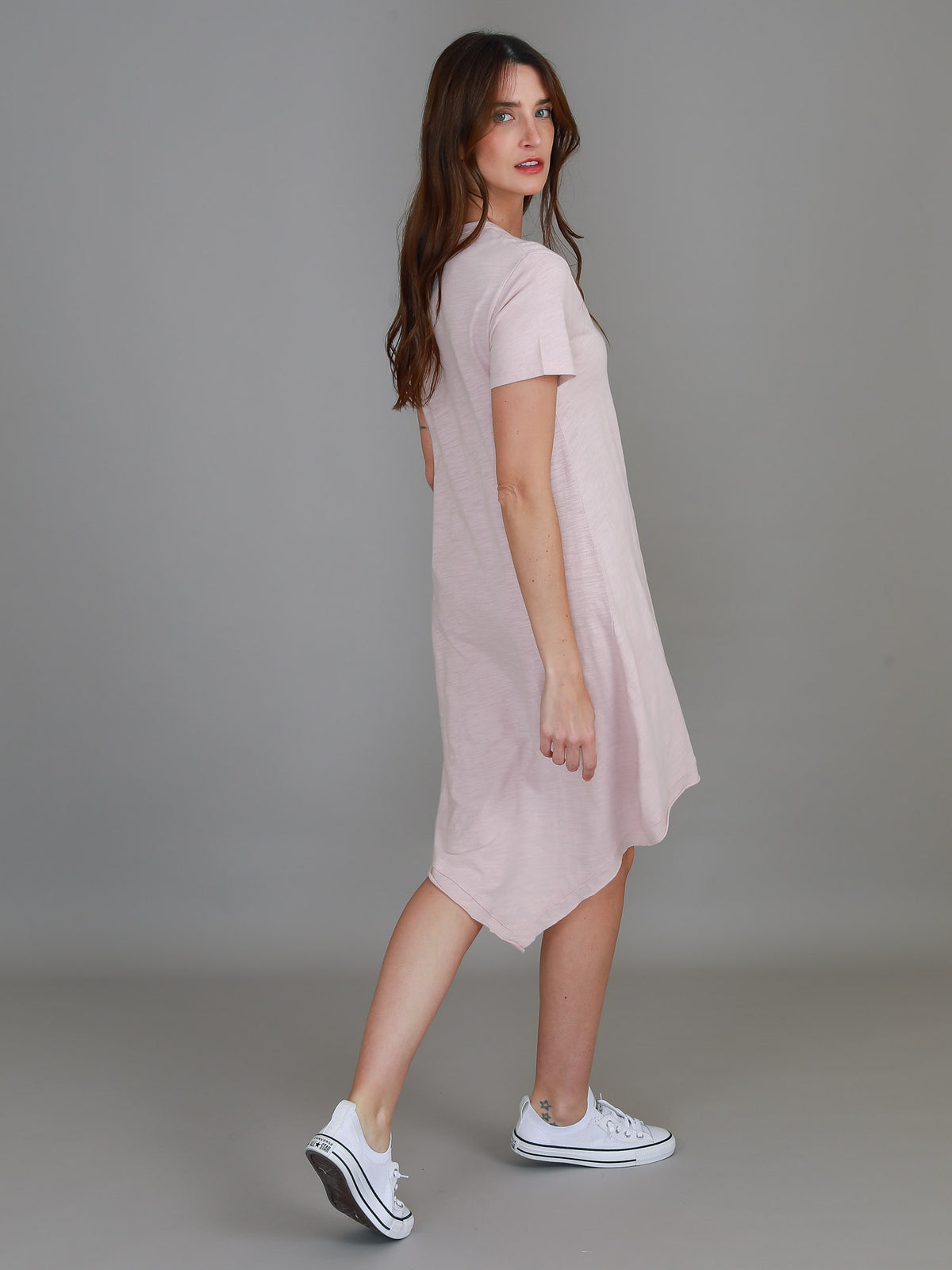 pink t shirt dress women