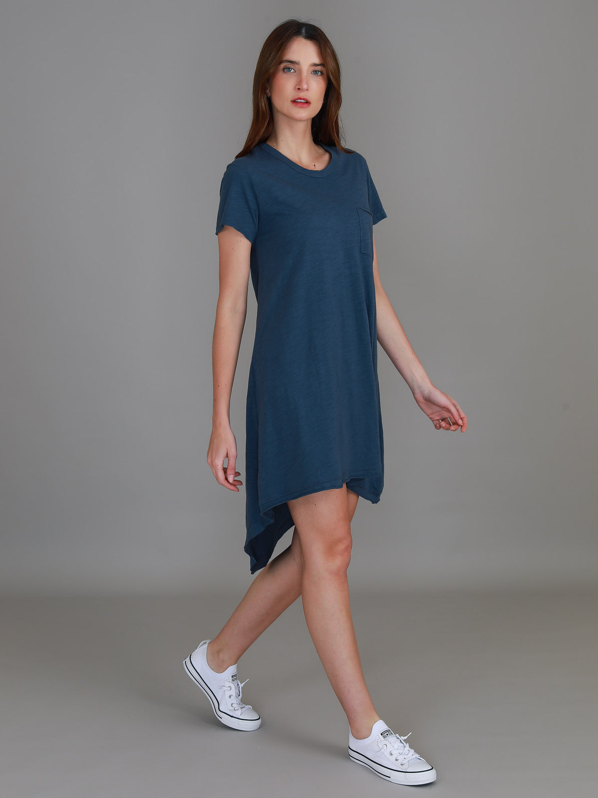 indigo crew neck dress