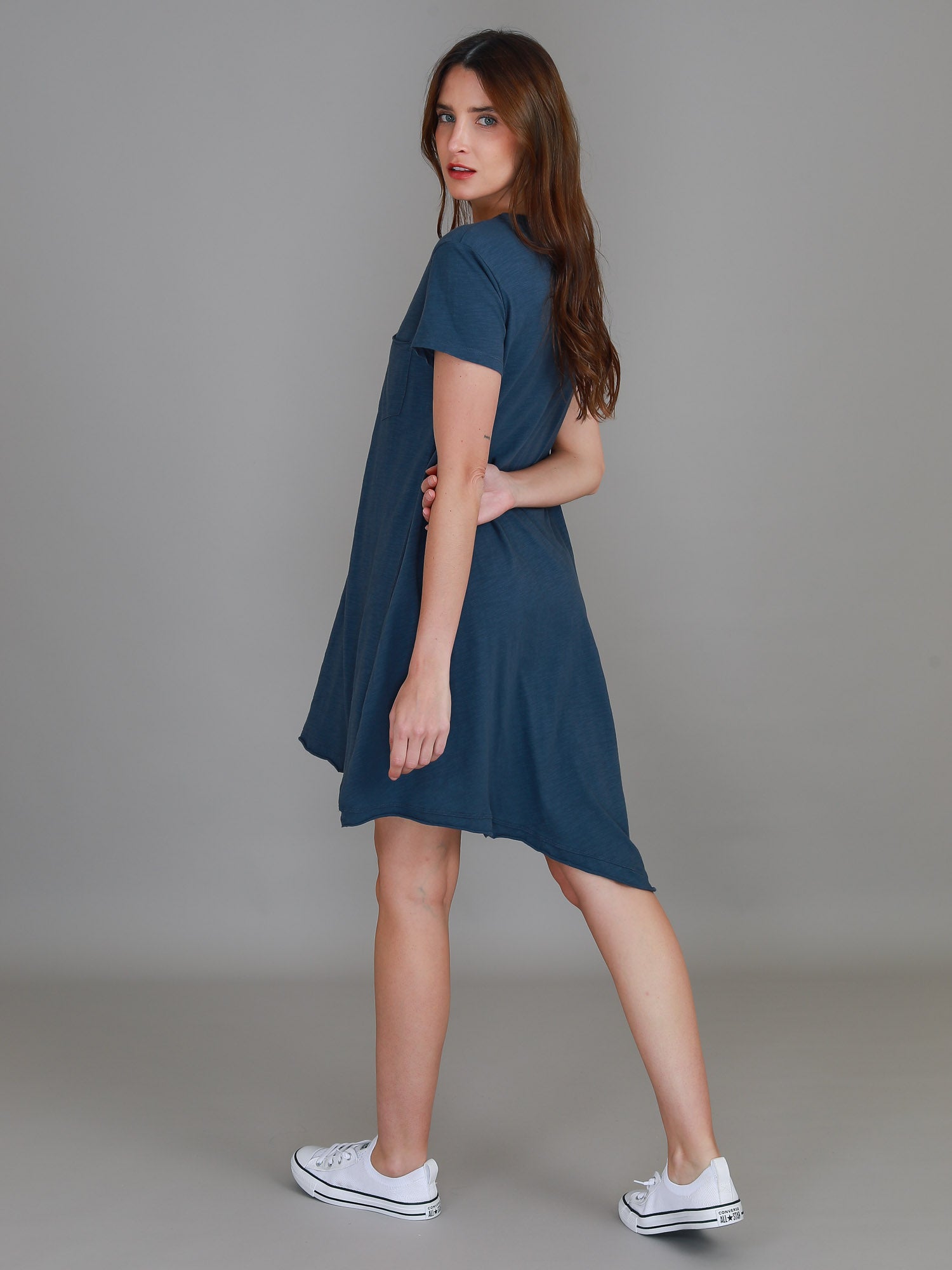 v neck t shirt dress #color_indigo