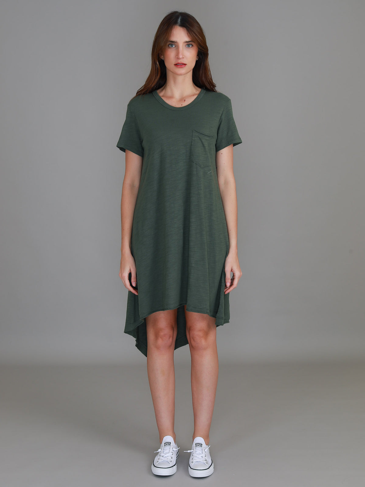 khaki high low hem dress