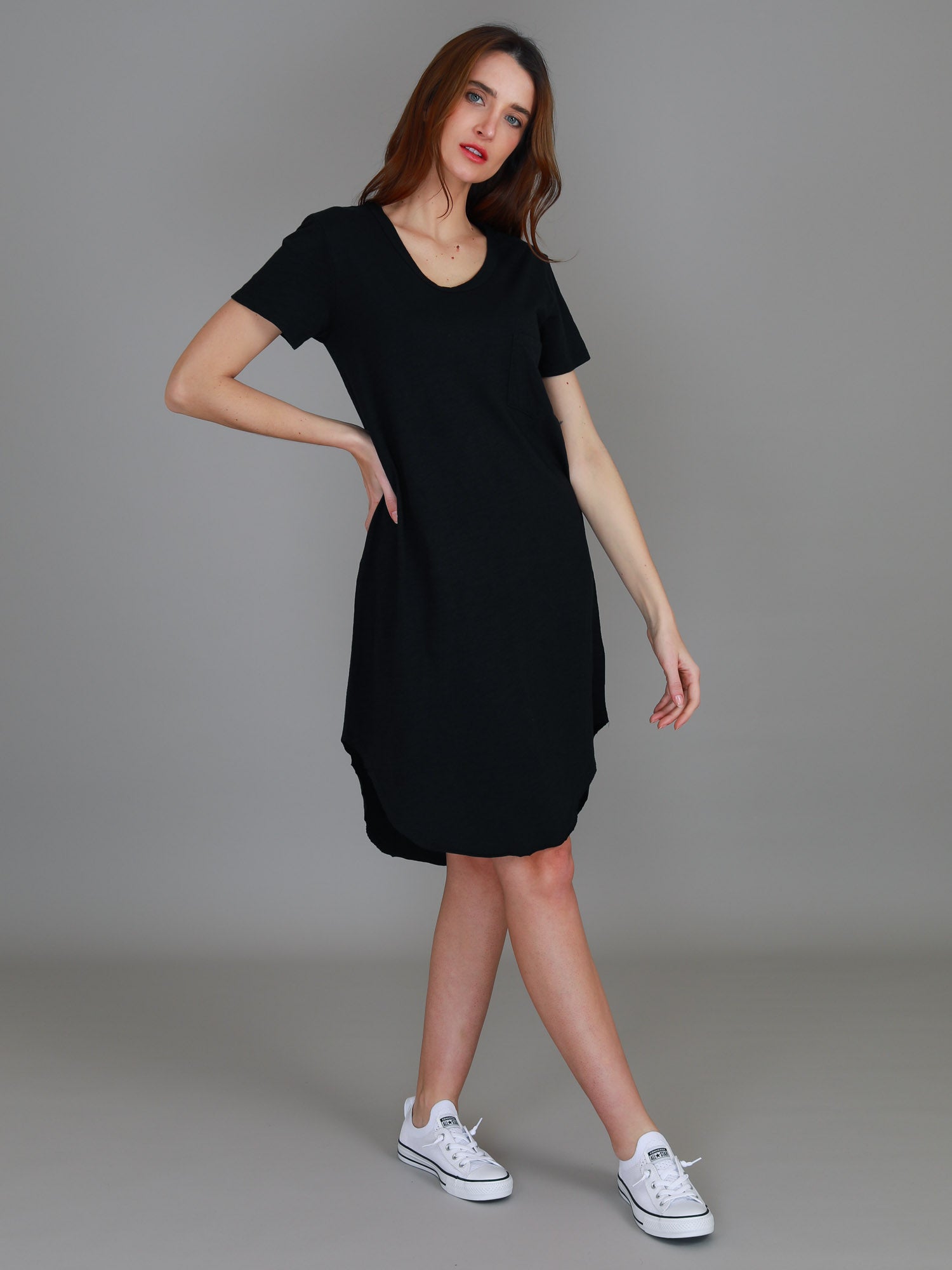 midi length dress #color_black