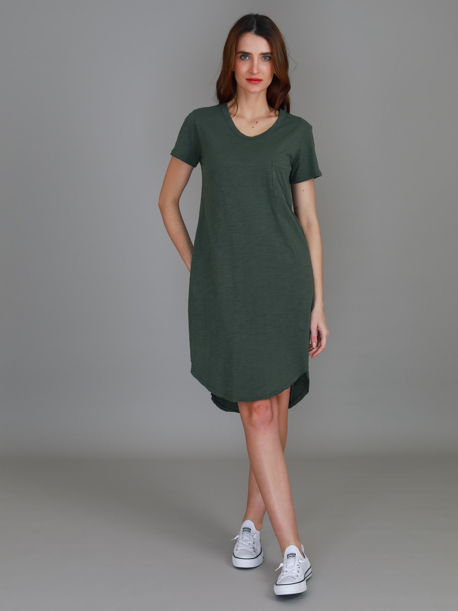 midi green dress #color_khaki