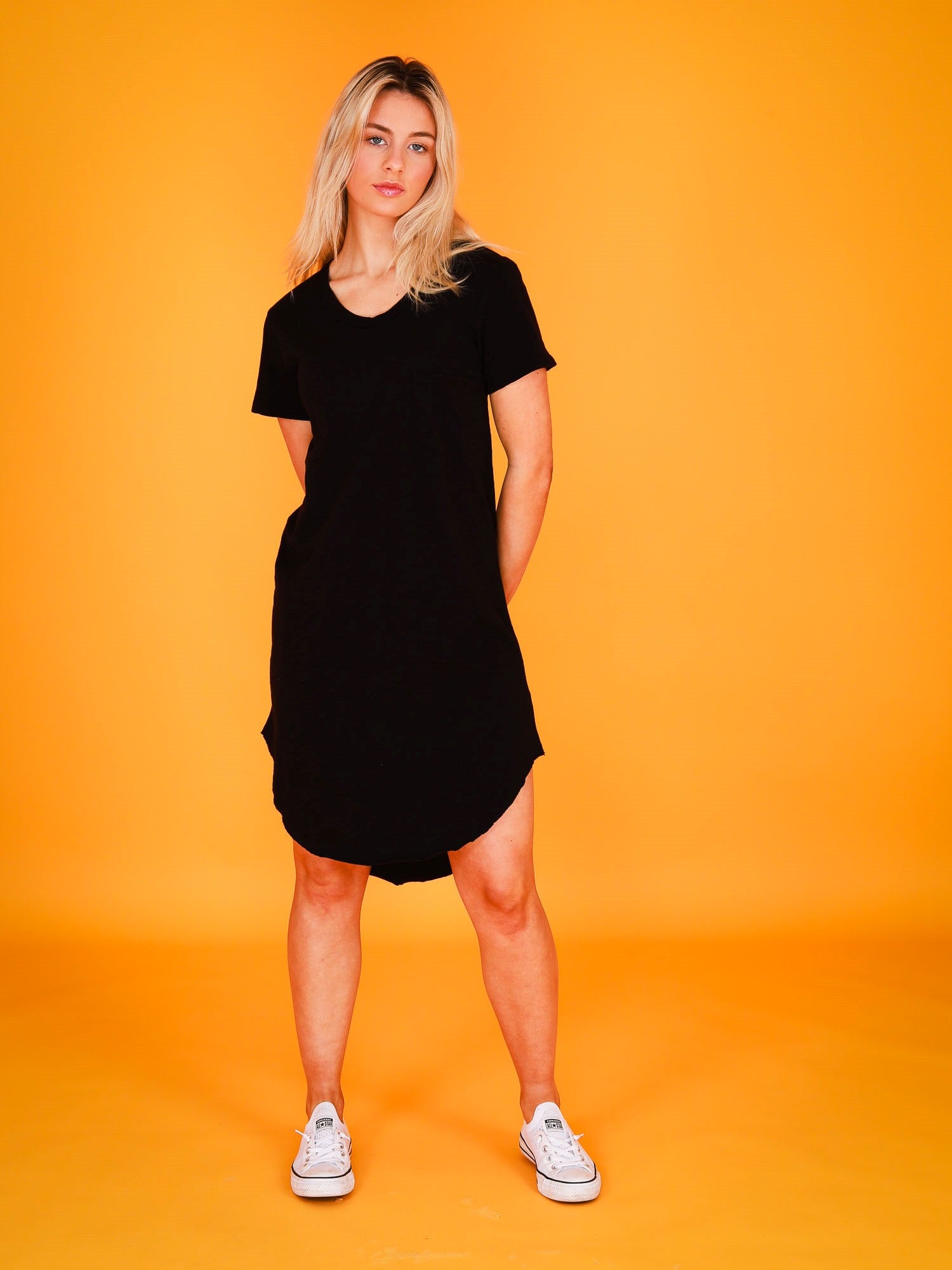 Black travel dress with clearance sleeves