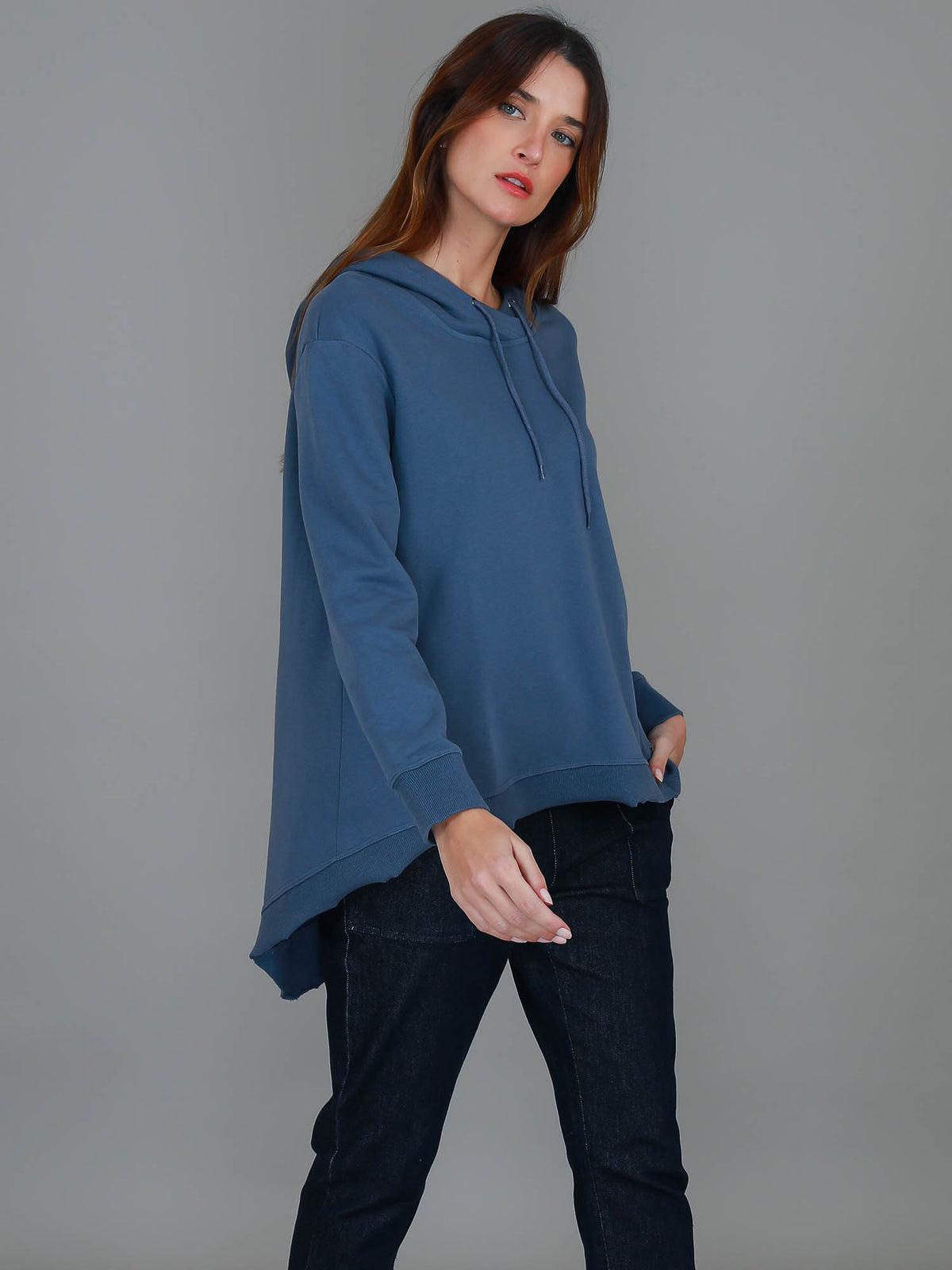 blue hoodie