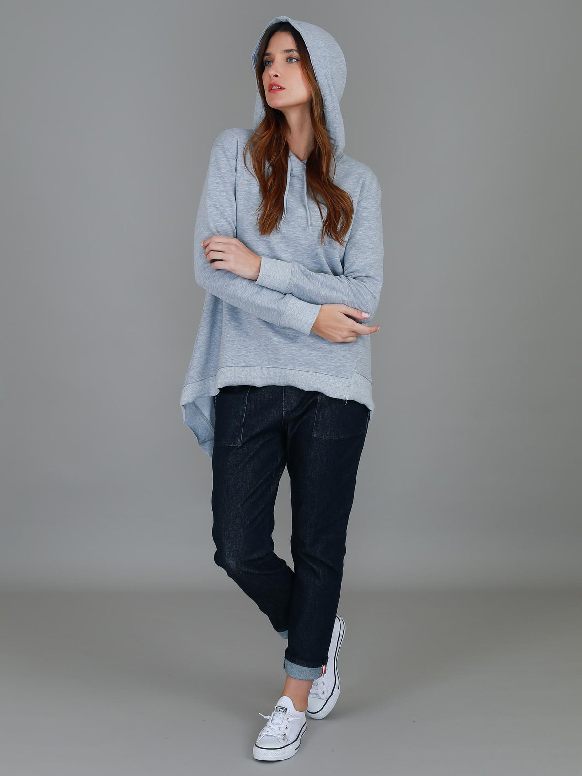 grey hoodie