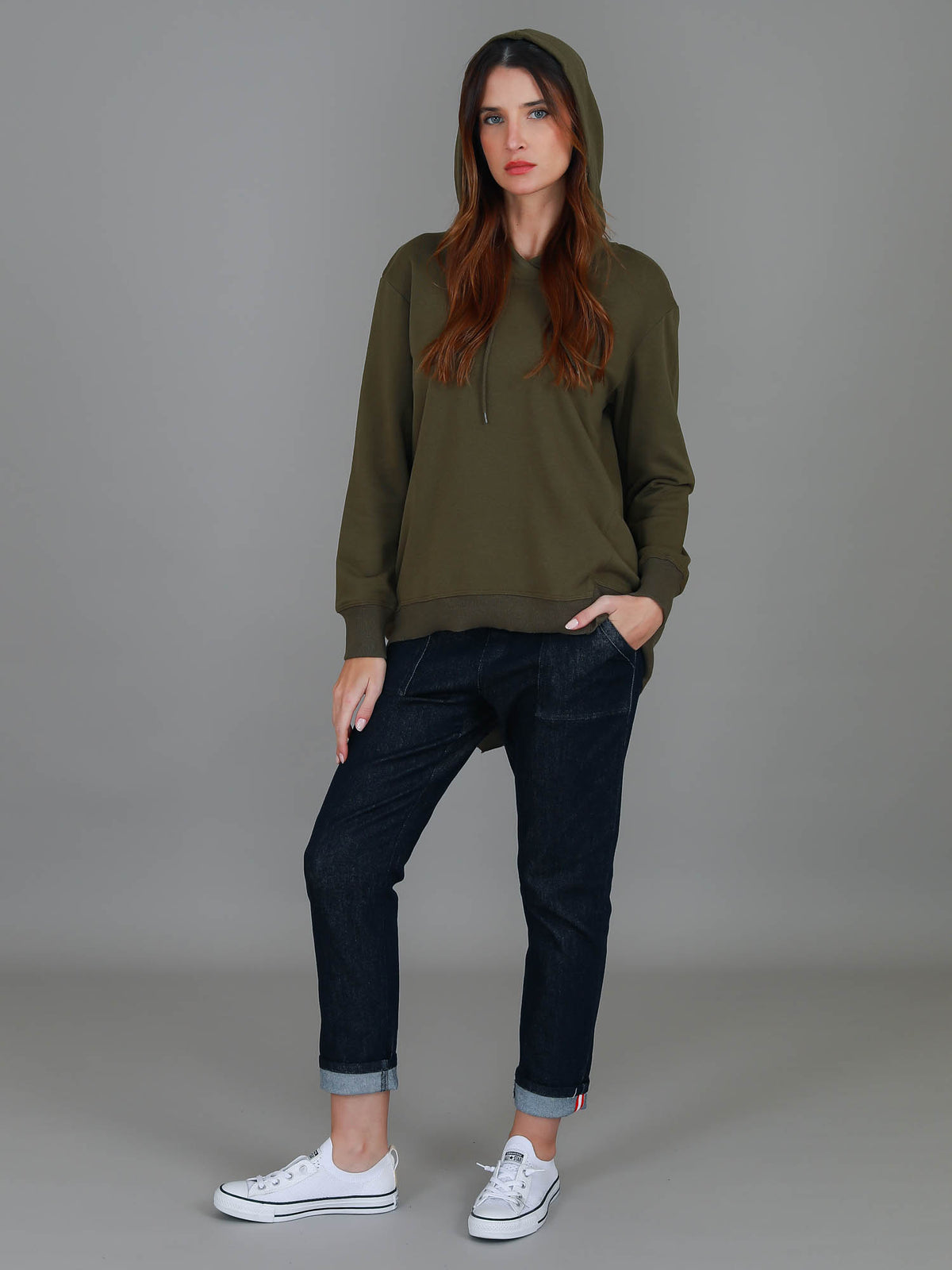 sage green hoodie