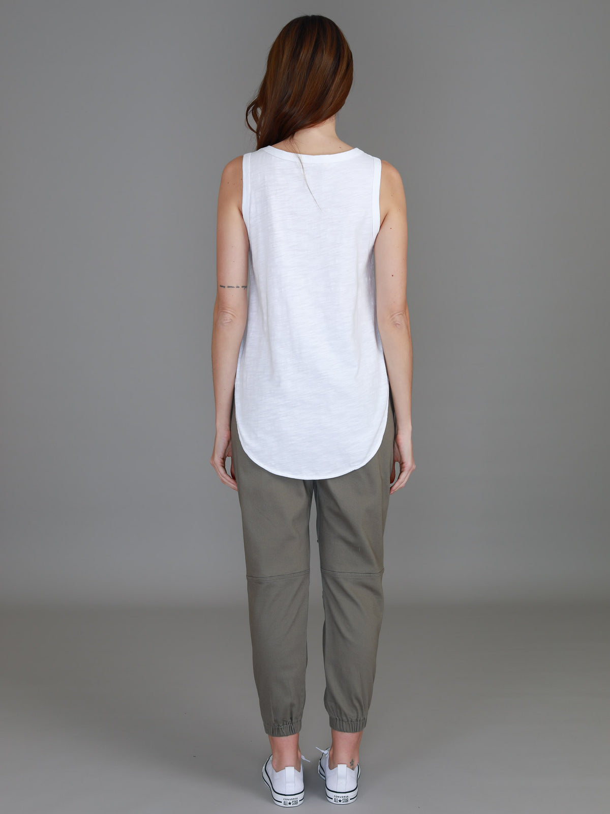 scoop neck white top